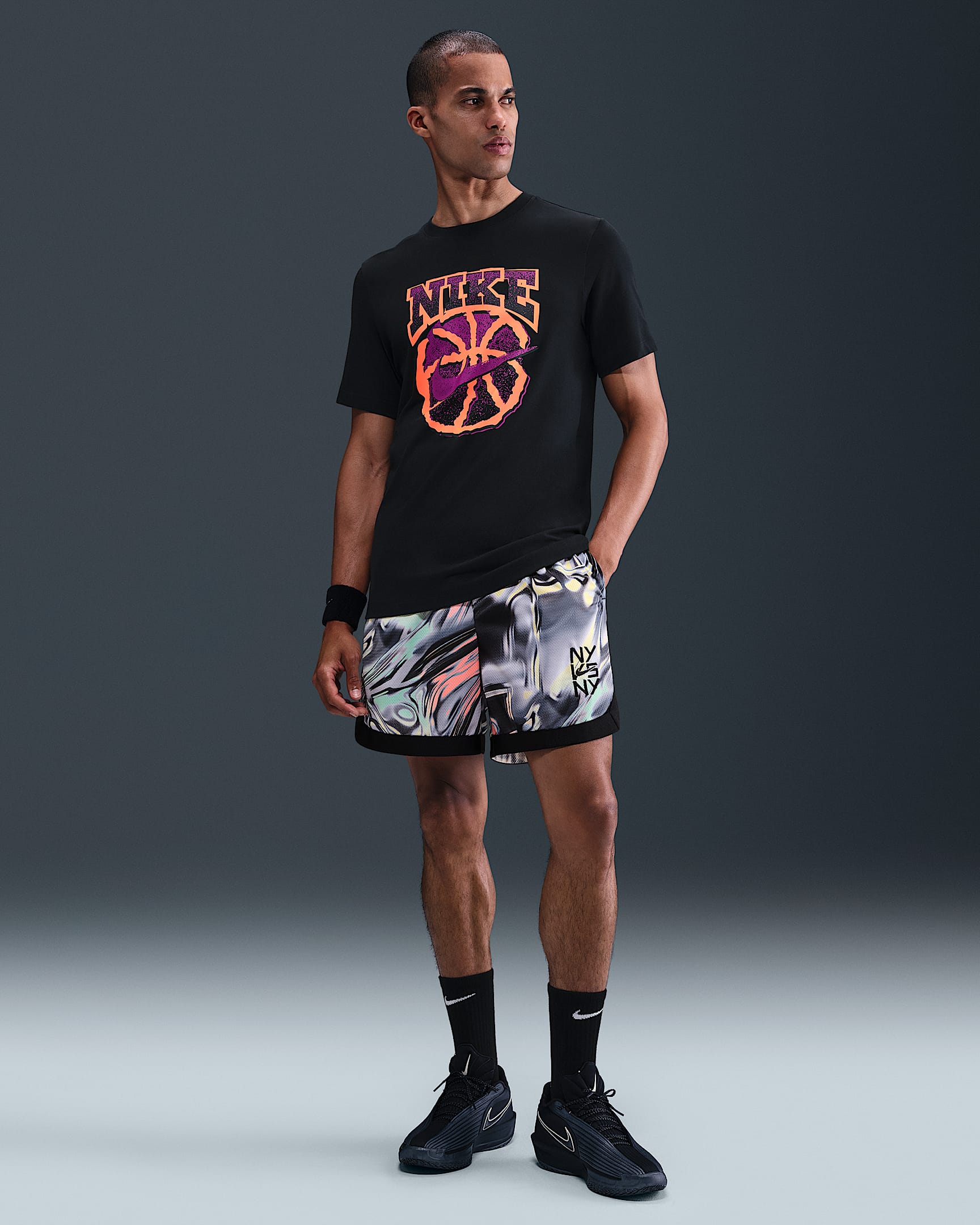 Nike DNA Men's Dri-FIT 6" Basketball Shorts - Light Laser Orange/Crimson Pulse/Green Glow/Black