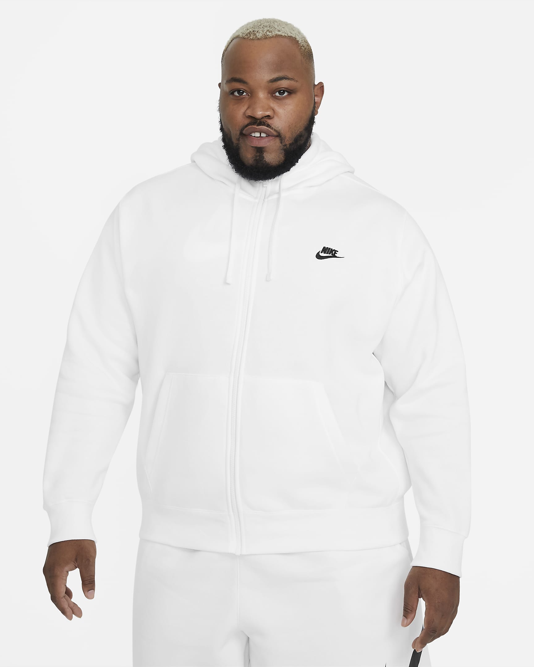 Nike Sportswear Club Fleece-hættetrøje med lynlås til mænd - hvid/hvid/sort