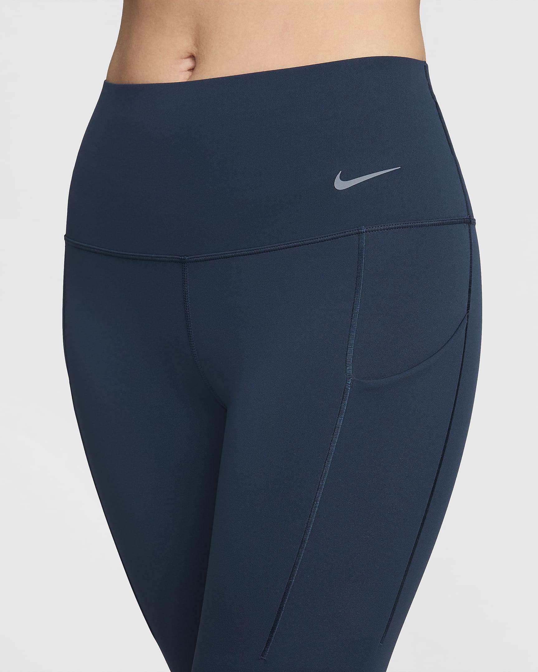 Nike Universa Women's Medium-Support High-Waisted 7/8 Leggings with Pockets - Armory Navy/Black