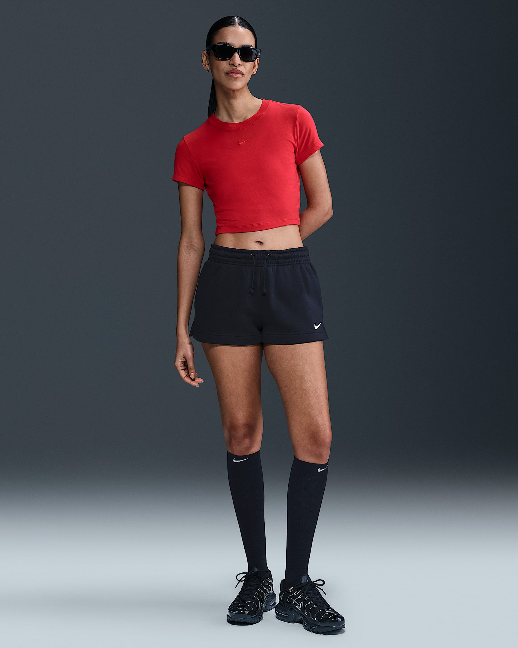 Nike Sportswear Phoenix Fleece Pantalons curts de cintura mitjana de 5 cm - Dona - Negre/Sail