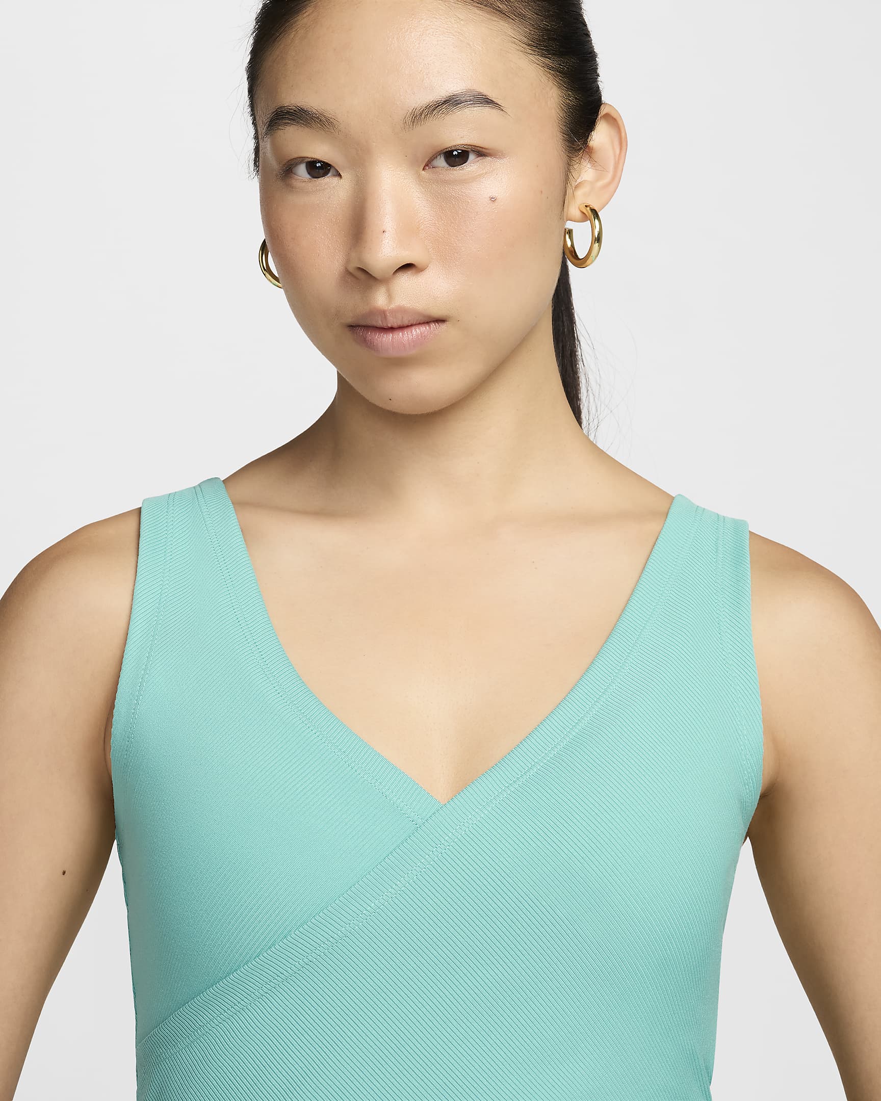 Nike One Fitted Rib Women's Dri-FIT Cropped Tank Top - Green Frost/Black