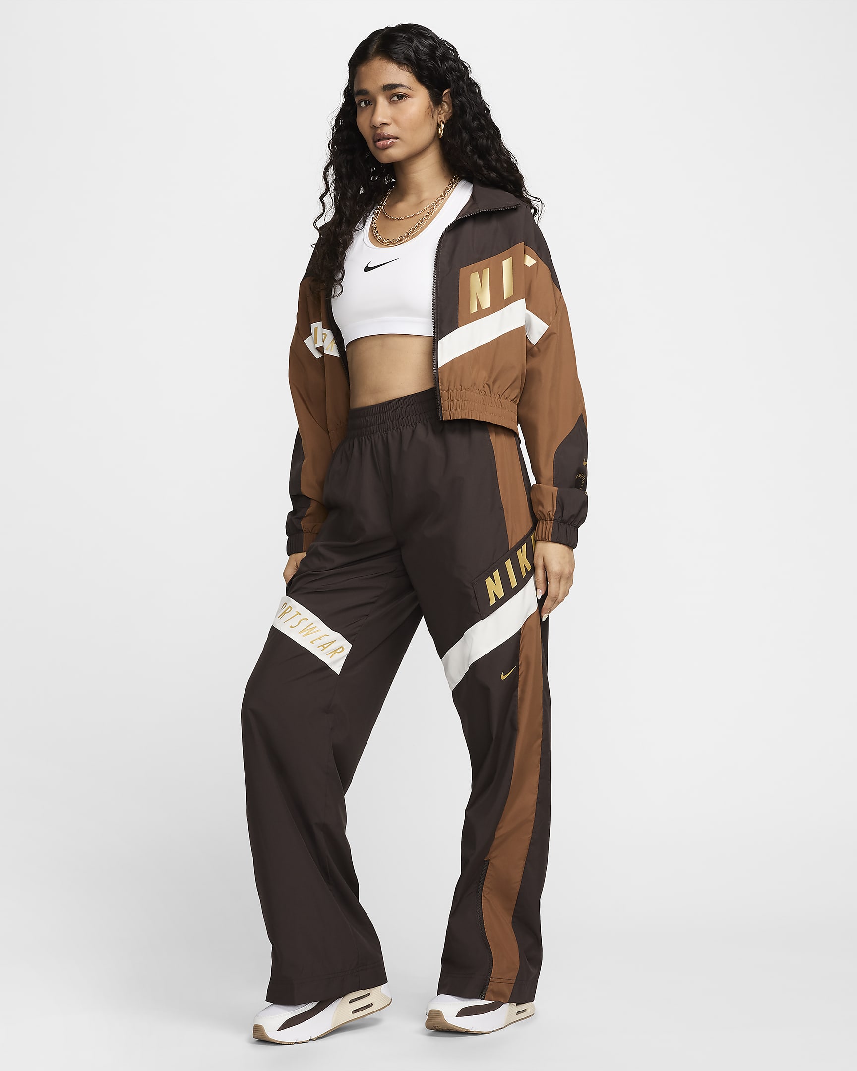 Pantaloni a vita alta Nike Sportswear – Donna - Velvet Brown/Light British Tan/Sail