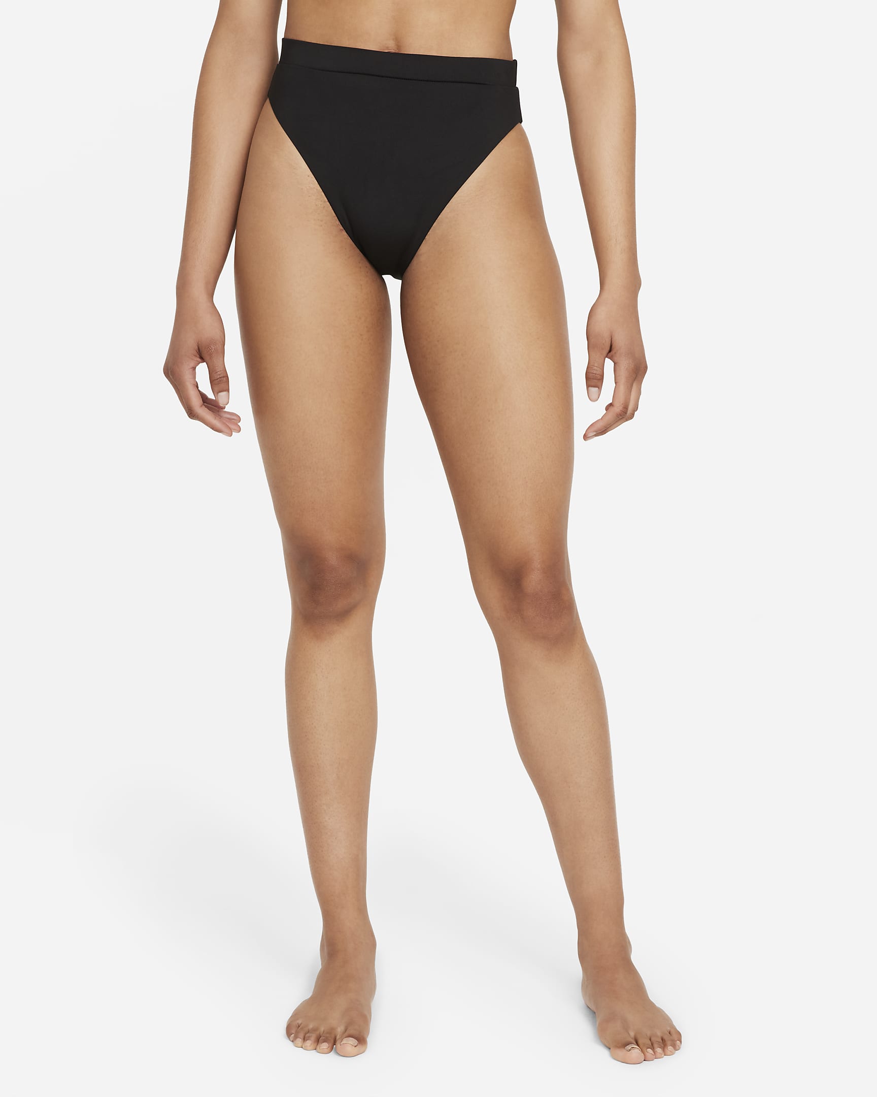 Slip da bagno a vita alta Nike Essential - Donna - Nero/Bianco