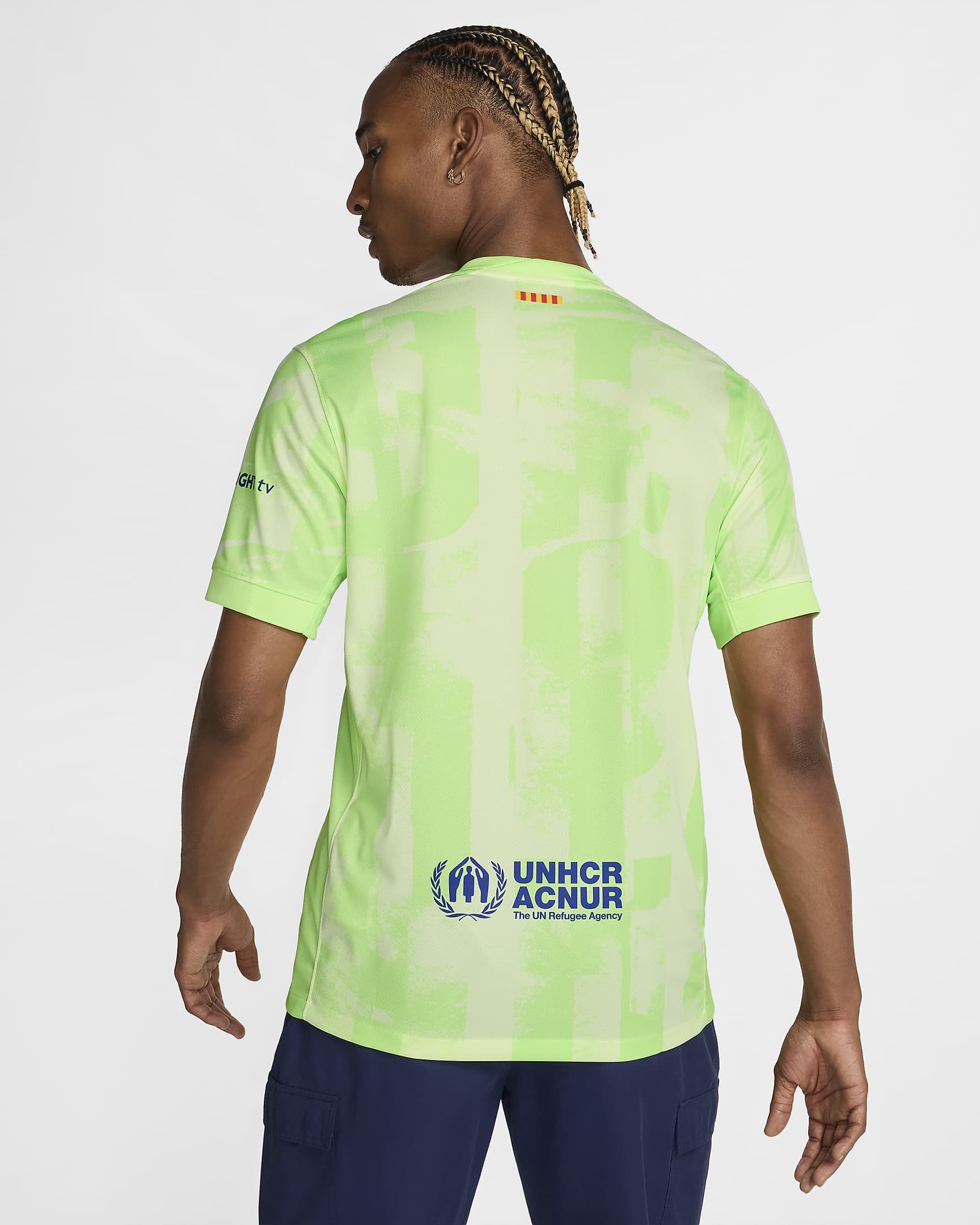 F.C. Barcelona 2024/25 Stadium Third Men's Nike Dri-FIT Football Replica Shirt - Barely Volt/Barely Volt/Lime Blast/Old Royal