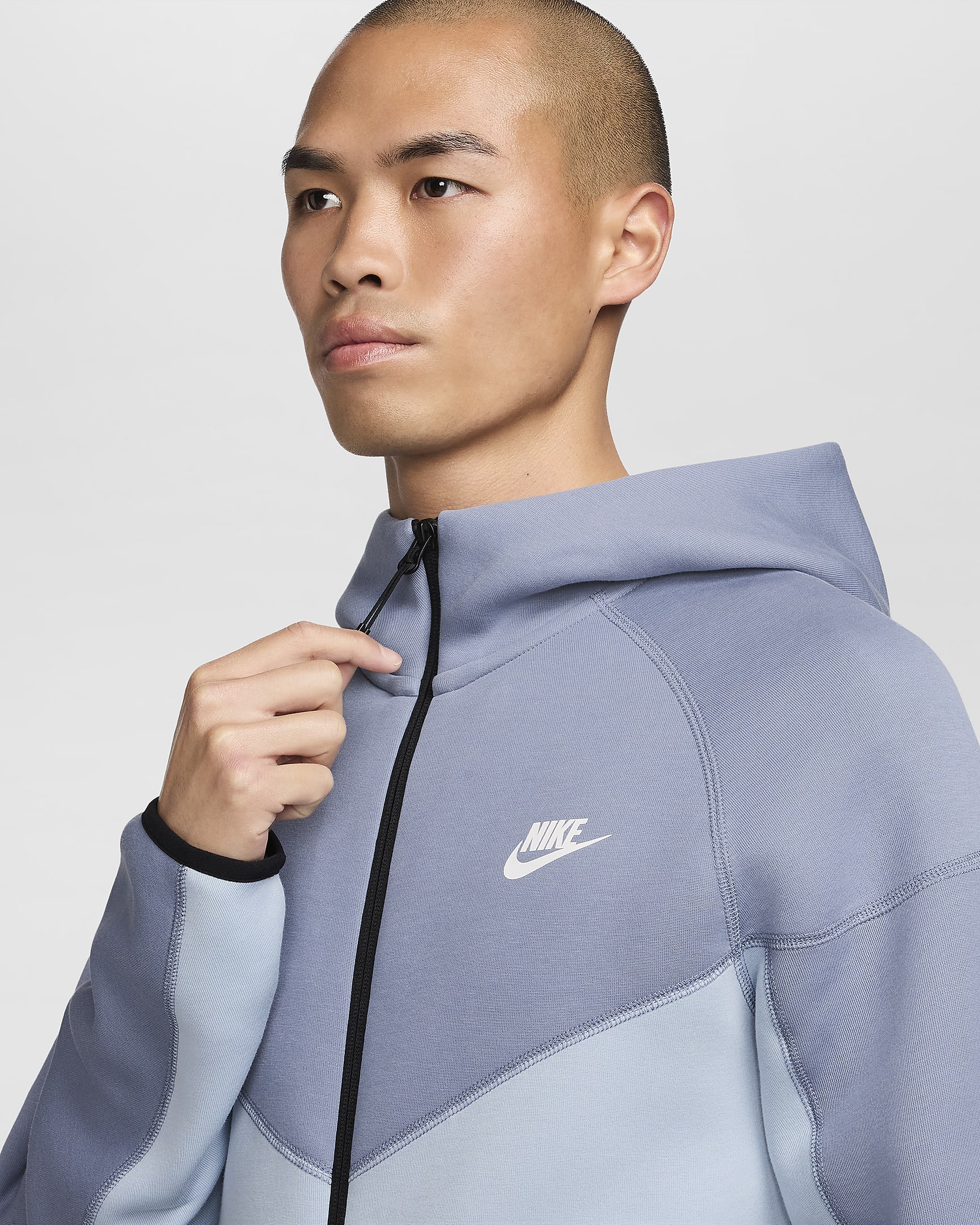 Nike Sportswear Tech Fleece Windrunner 男款全長式拉鍊連帽上衣 - Light Armory Blue/Ashen Slate/白色