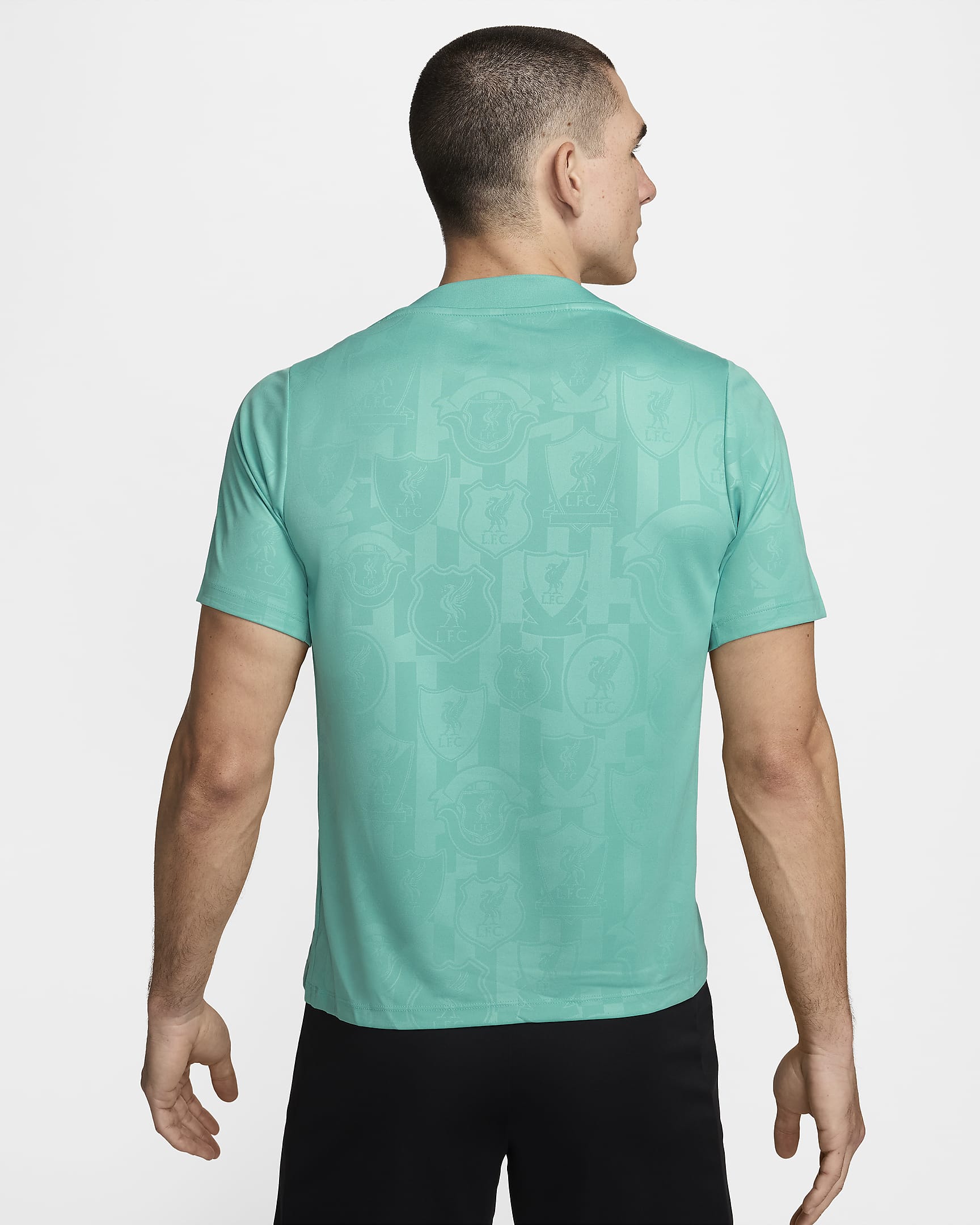 Liverpool FC Academy Pro Nike Dri-FIT Maç Öncesi Kısa Kollu Erkek Futbol Üstü - Washed Teal/Night Forest/Night Forest