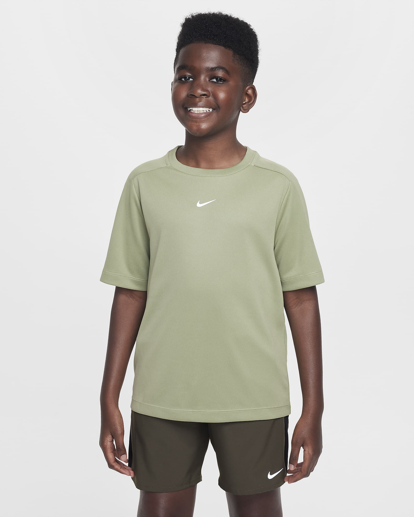 Maglia da training Dri-FIT Nike Multi – Ragazzo - Oil Green/Bianco