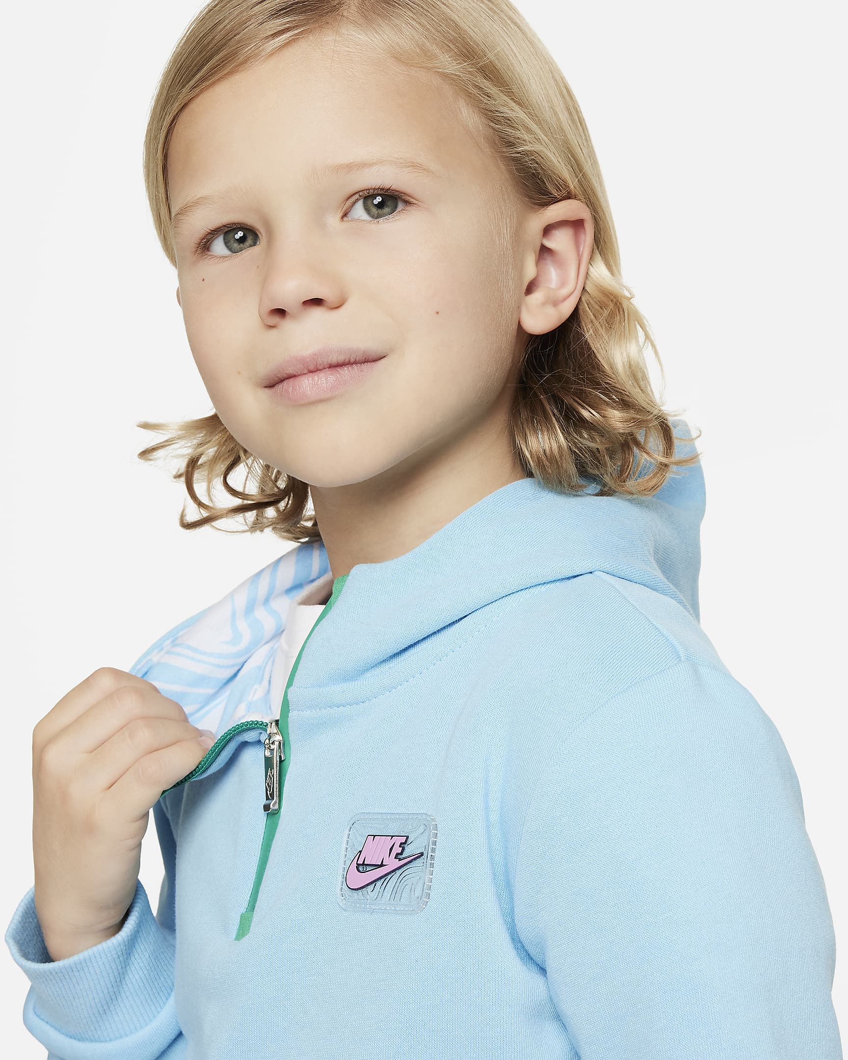 Nike Sportswear Paint Your Future Little Kids' French Terry Hoodie - Aquarius Blue