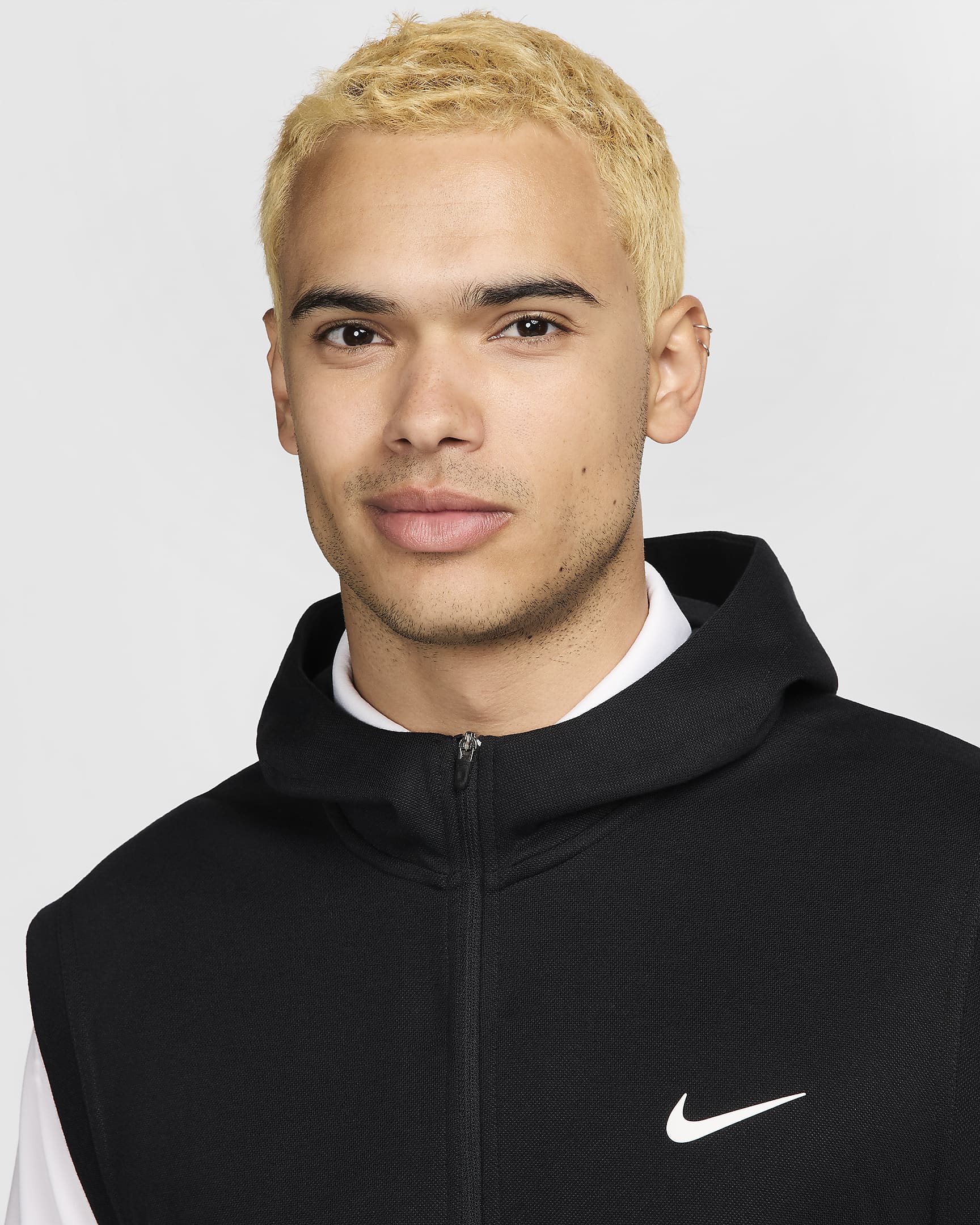 Veste sans manches de golf à capuche Nike Tour pour homme - Noir/Blanc