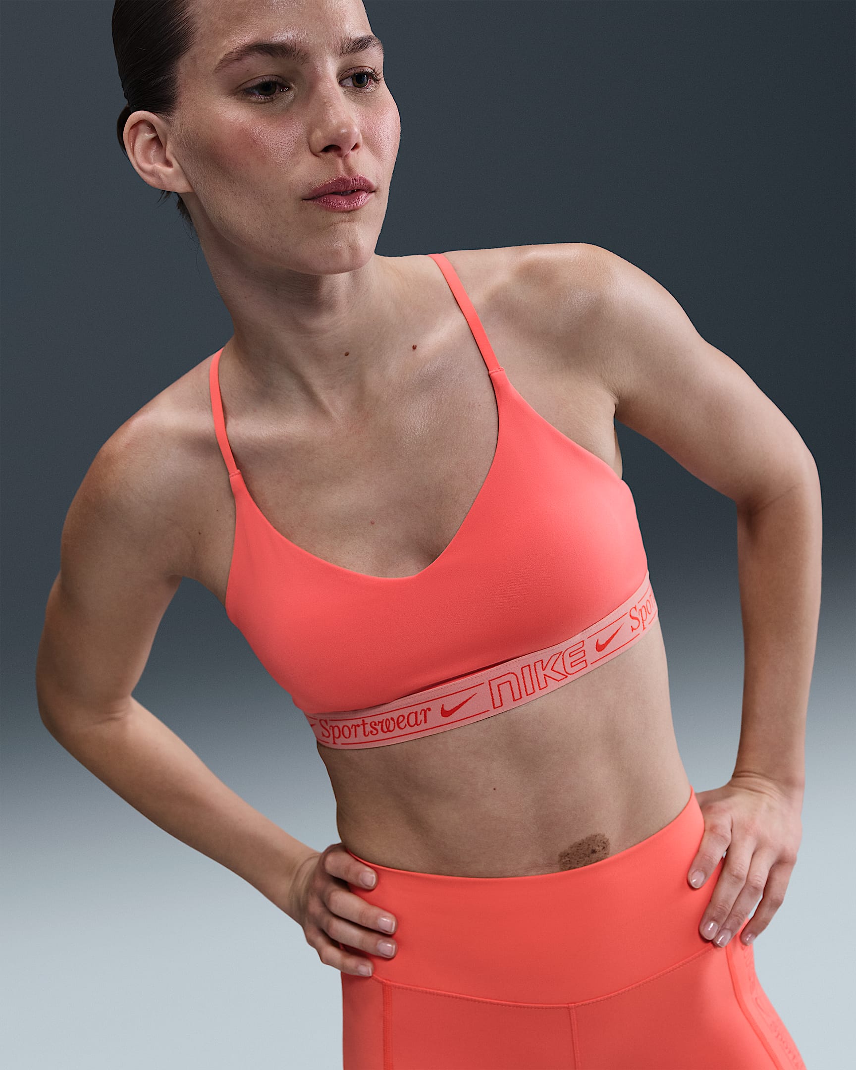 Nike Indy Women's Light-Support Padded Adjustable Sports Bra - Magic Ember