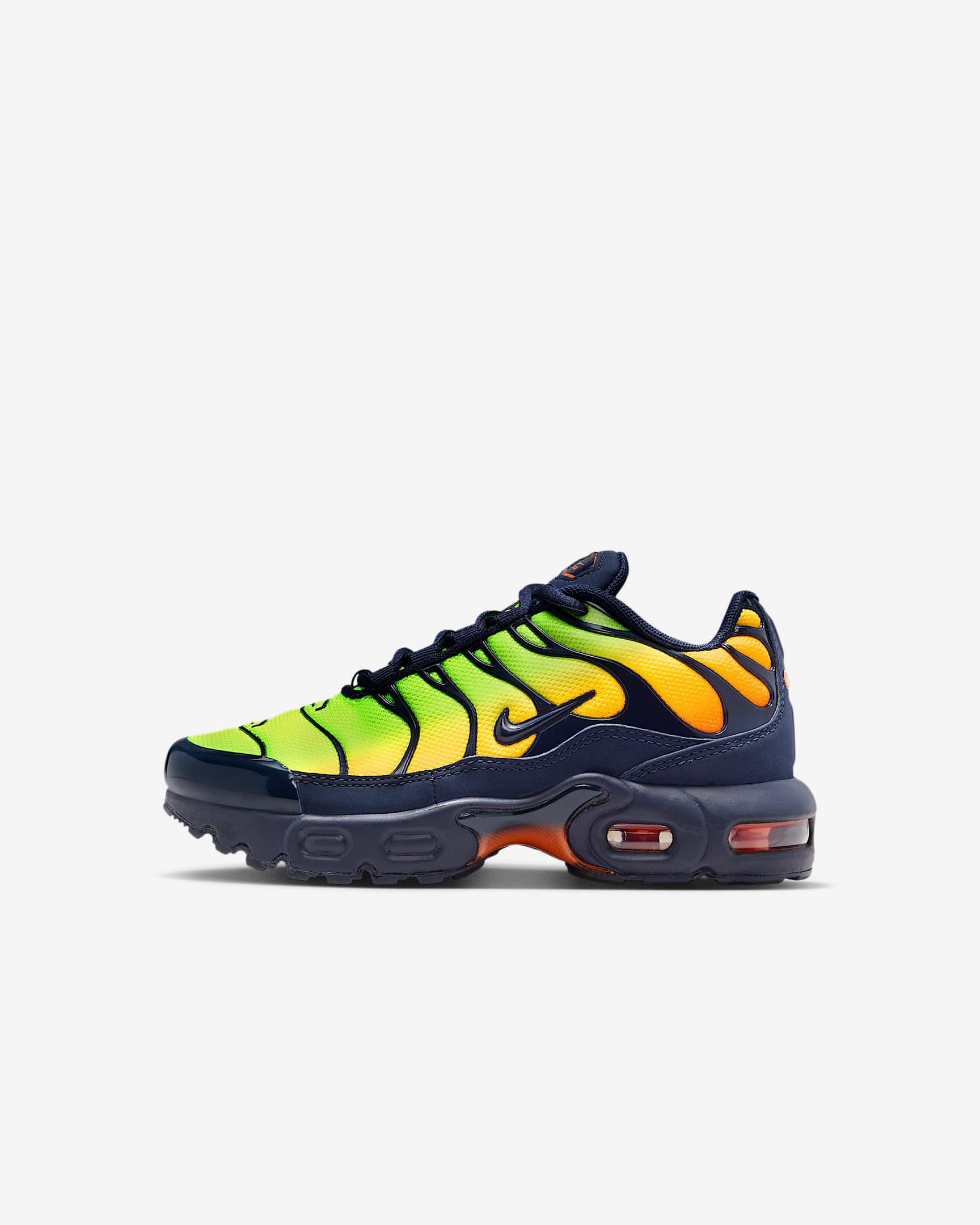Nike Air Max Plus Little Kids' Shoes - Lemon Venom/Hyper Crimson/Laser Orange/Blackened Blue