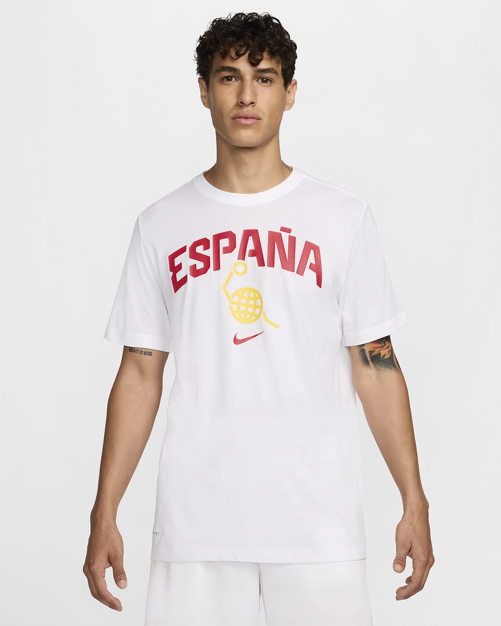 Spain Men's Nike Basketball T-Shirt - White/White/Tour Yellow/Gym Red