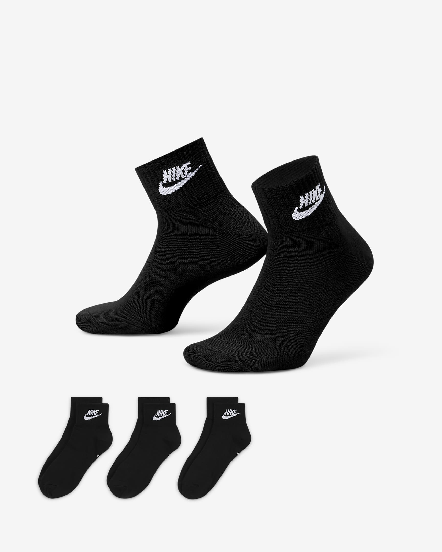 Nike Everyday Essential Ankle Socks (3 Pairs) - Black/White