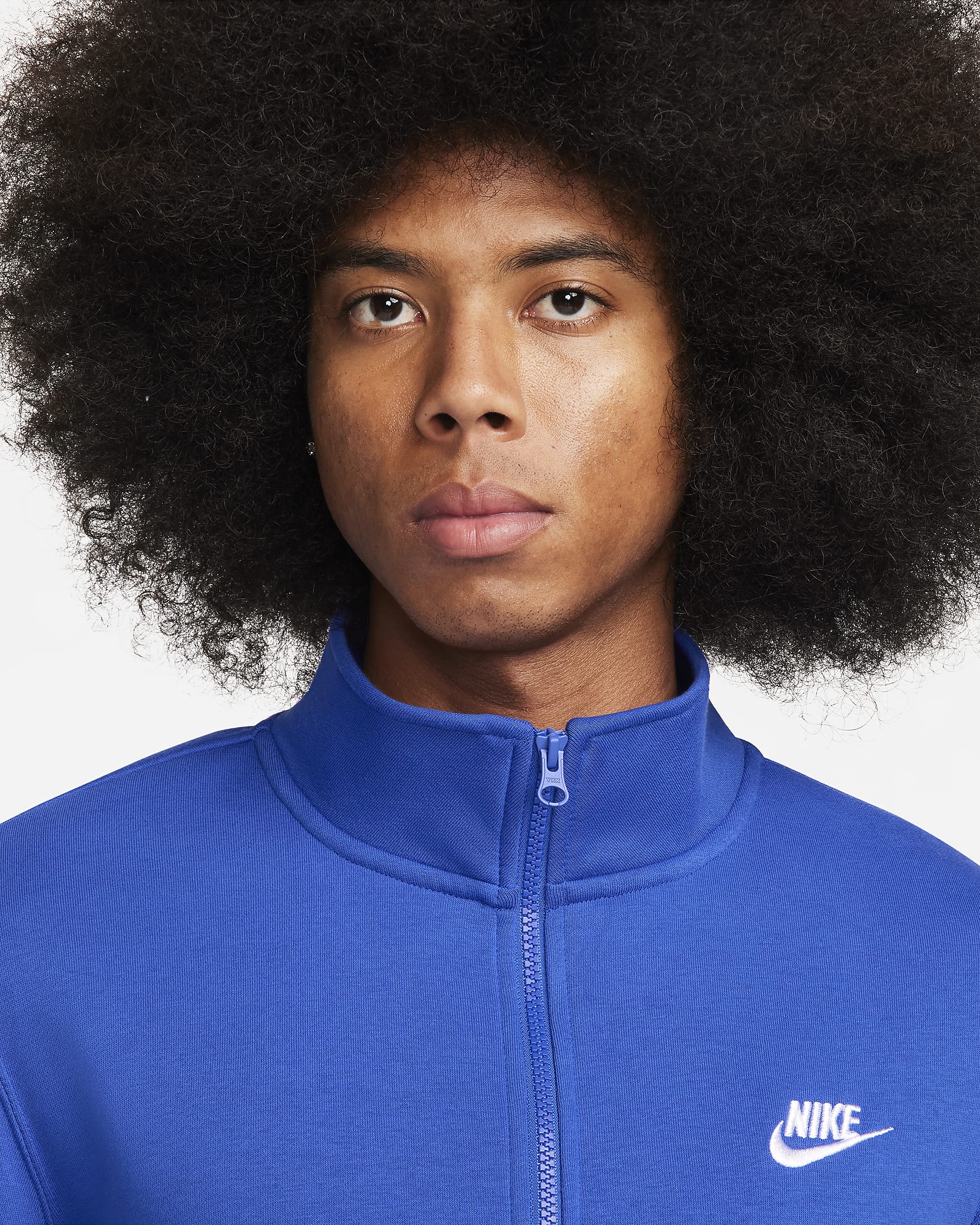 Pull à demi-zip en tissu brossé Nike Sportswear Club pour Homme - Game Royal/Game Royal/Blanc