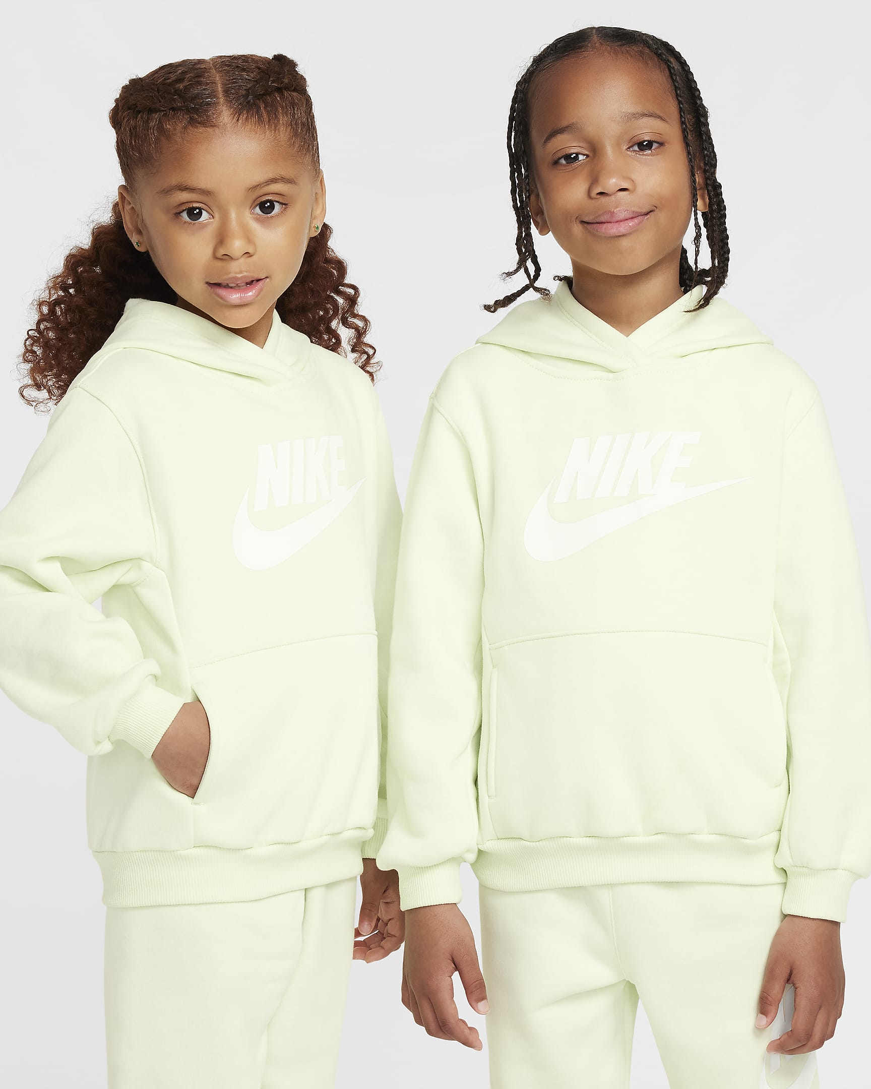 Conjunto de sudadera con gorro para niños talla chica Nike Sportswear Club Fleece - Hielo lima