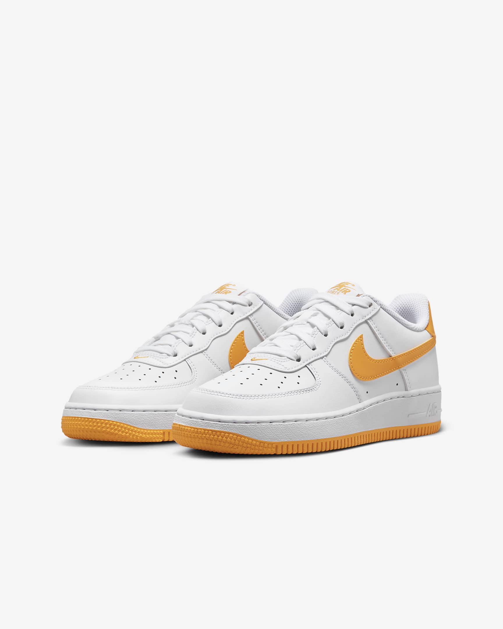 Nike Air Force 1 Older Kids' Shoes - White/White/University Gold