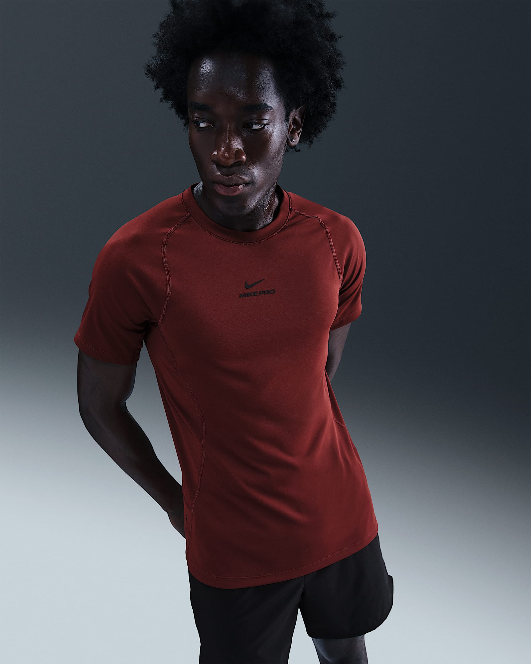 Nike Pro Training Men's Dri-FIT Short-Sleeve Top - Dark Team Red/Black