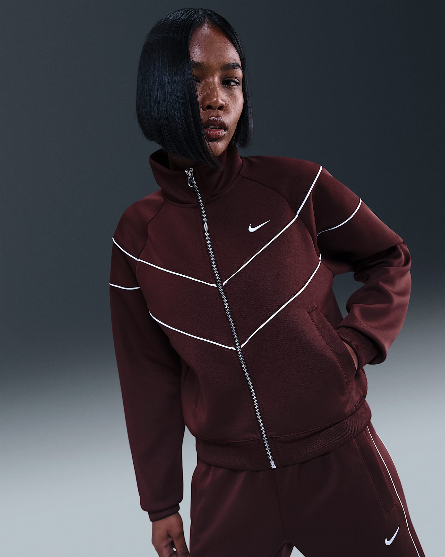 Γυναικείο πλεκτό τζάκετ Nike Sportswear Windrunner - Burgundy Crush/Sail/Sail