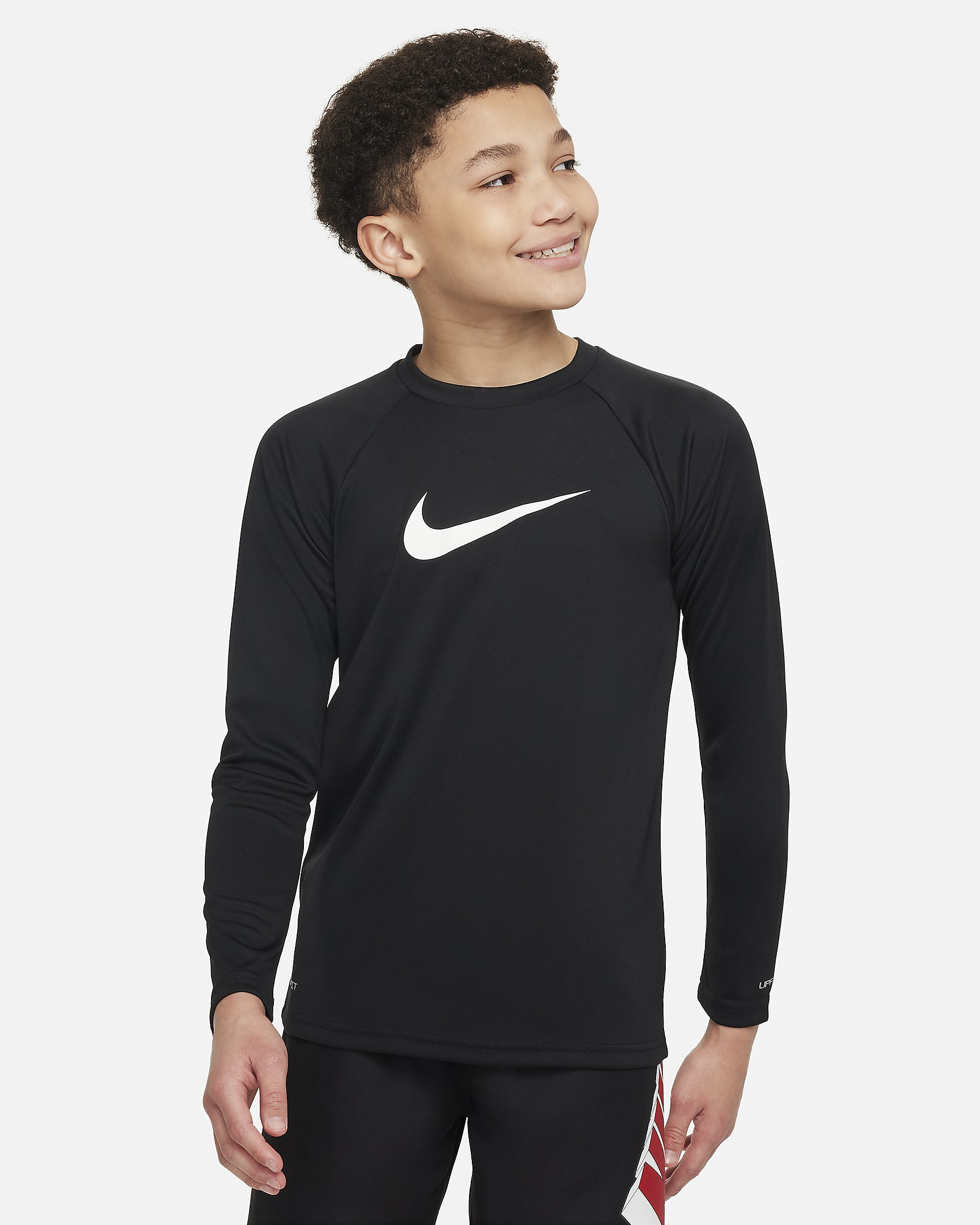 Playera de manga larga Hydroguard para niño talla grande Nike Swim - Negro