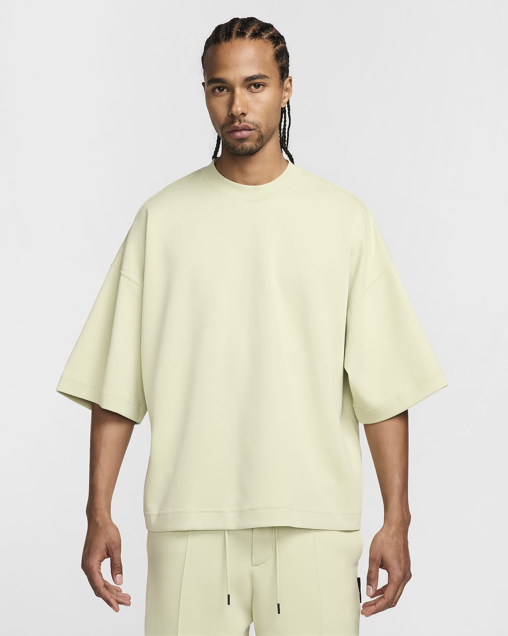 Haut en tissu Fleece à manches courtes Nike Tech pour homme - Olive Aura/Olive Aura