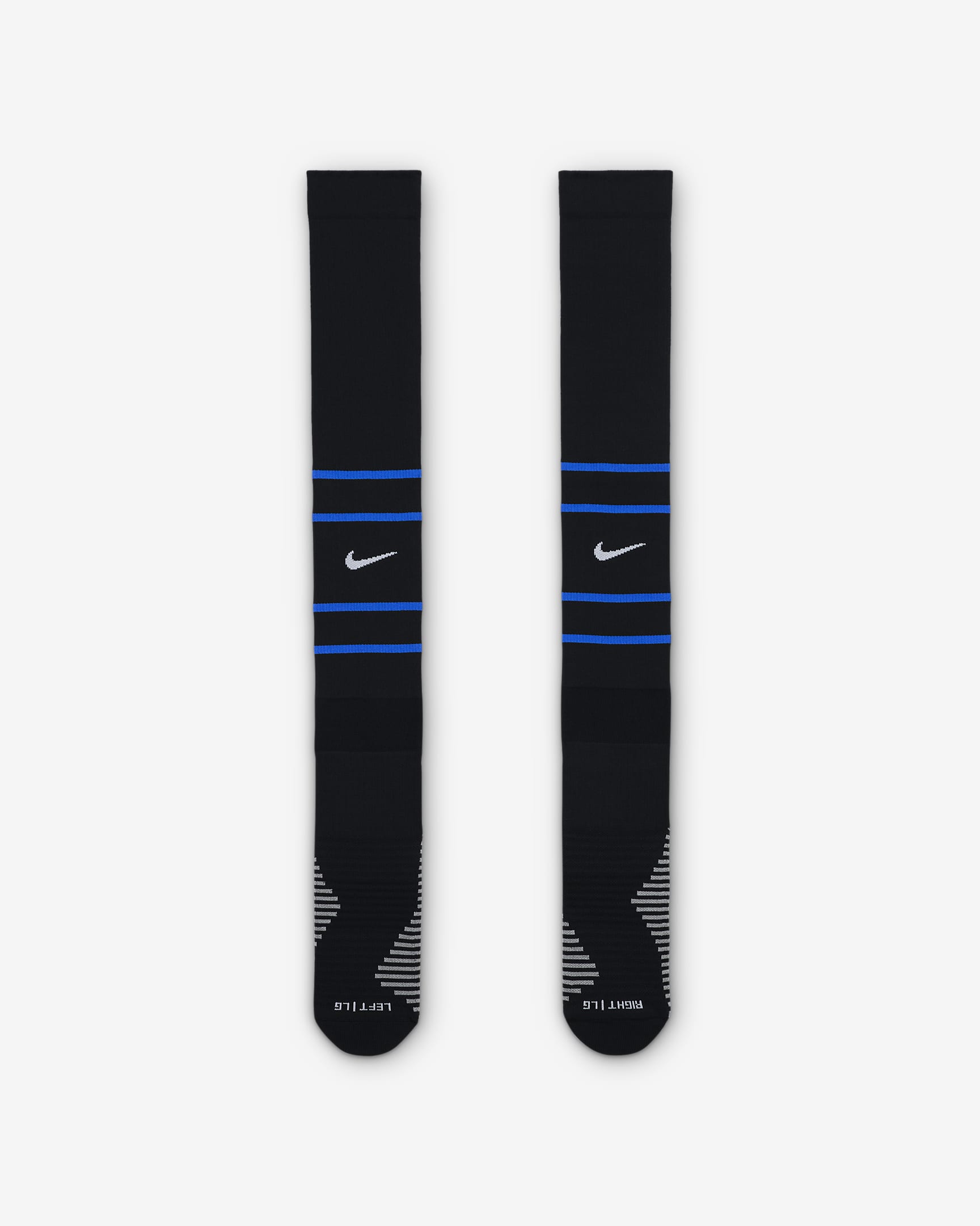 Inter Mailand Strike Home/Away Kniehohe Fußballsocken mit Nike Dri-FIT-Technologie - Schwarz/Lyon Blue/Weiß