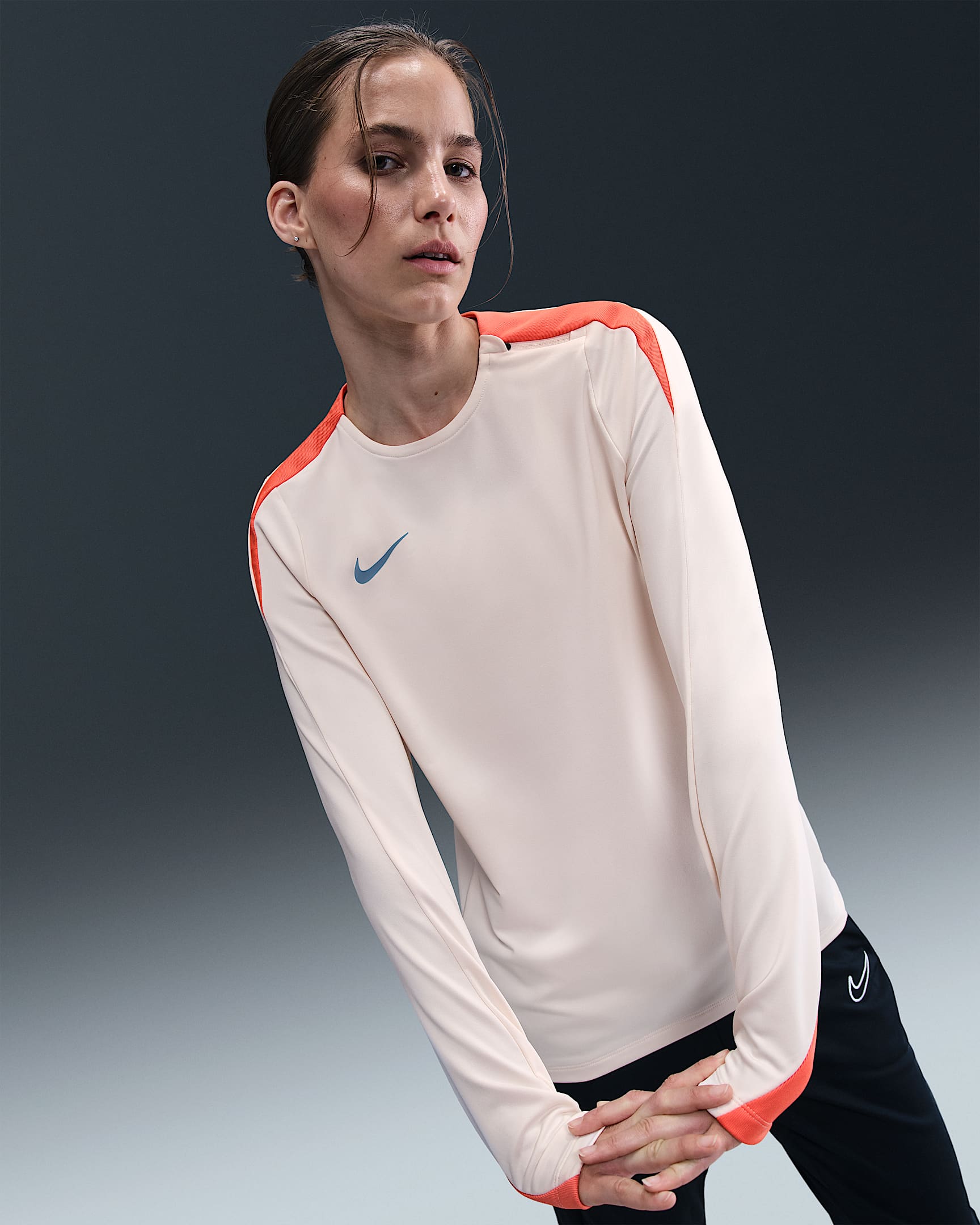 Nike Strike Women's Dri-FIT Crew-Neck Football Top - Chalk/Turf Orange/Smoky Blue