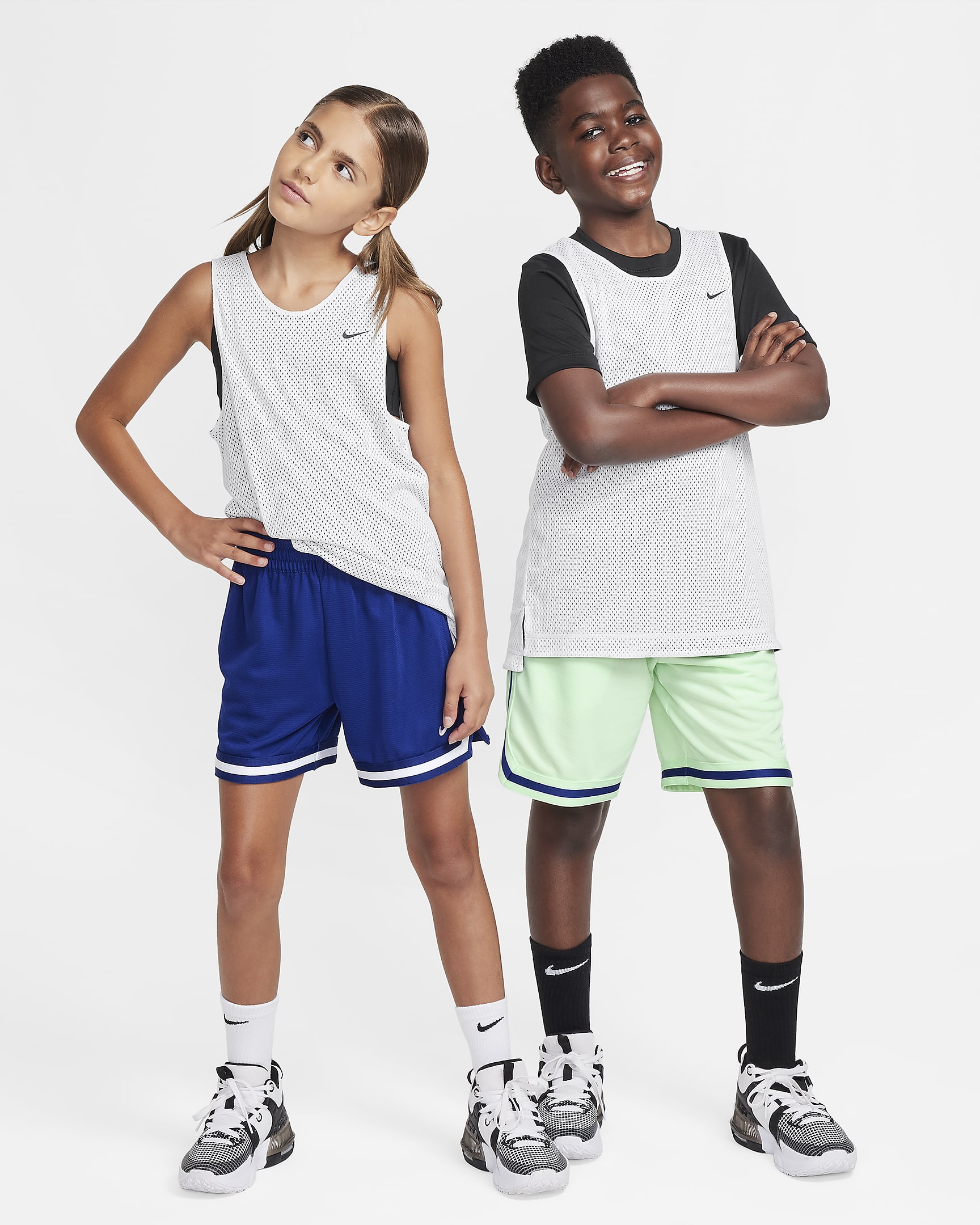 Nike Dri-FIT omkeerbare jersey voor kids - Wit/Zwart/Zwart