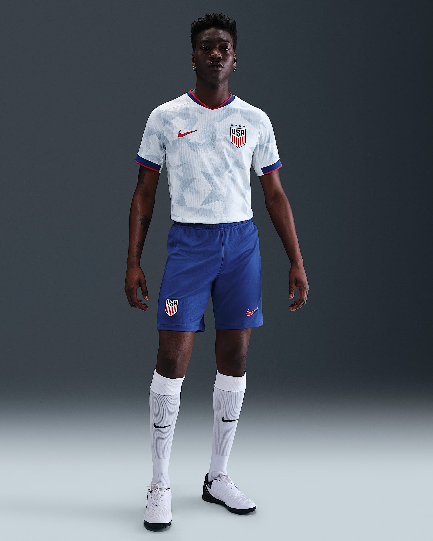 USMNT 2025 Stadium Home (Men's Team) Men's Nike Dri-FIT Soccer Replica Short - Rush Blue/Challenge Red