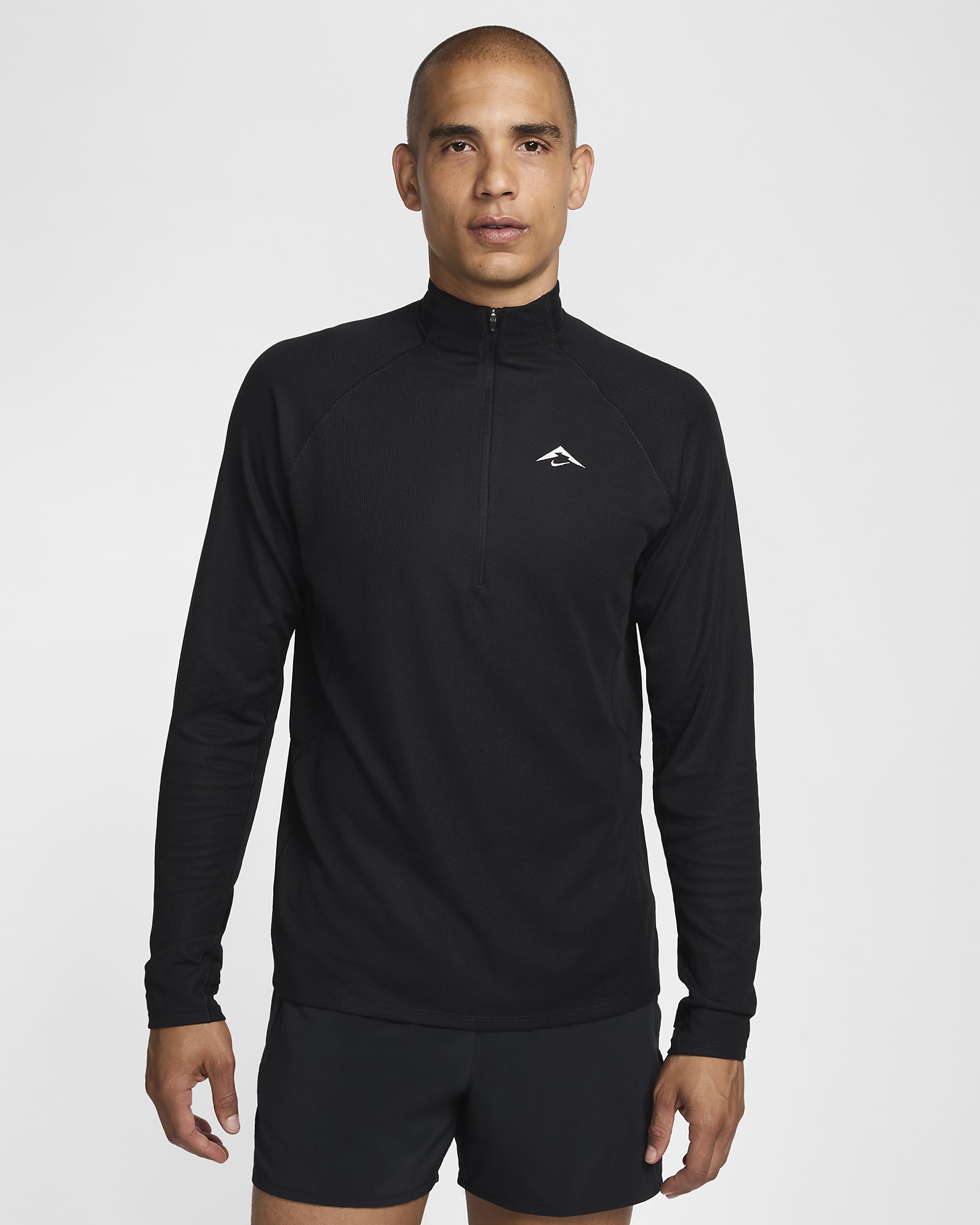 Nike Trail Capa intermedia con media cremallera Dri-FIT - Hombre - Negro/Summit White