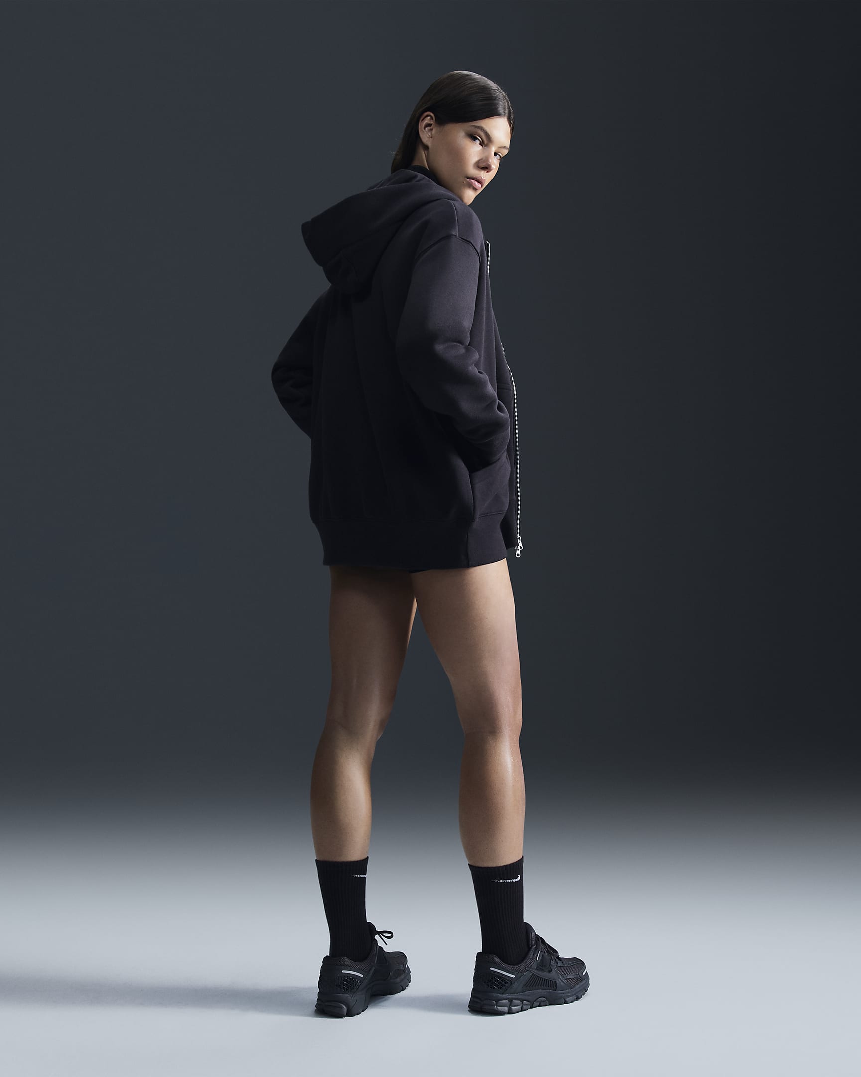 Nike Sportswear Phoenix Fleece Women's Oversized Full-Zip Hoodie - Black/Sail
