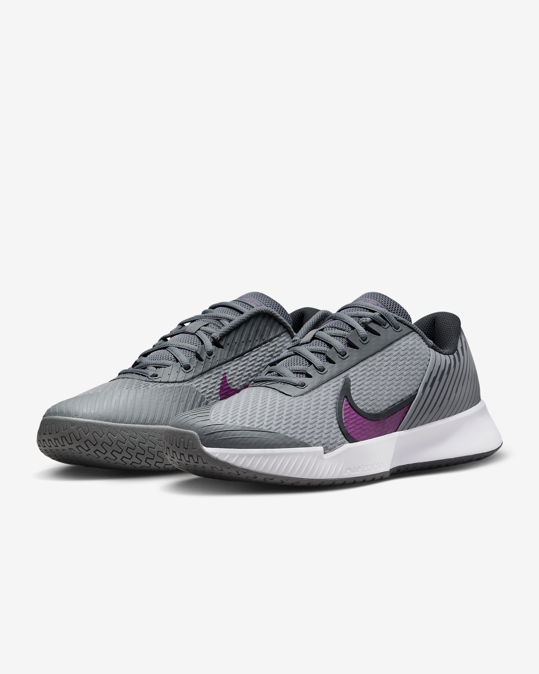 NikeCourt Air Zoom Vapor Pro 2 Men's Hard Court Tennis Shoes - Smoke Grey/Dark Smoke Grey/Black/Sangria