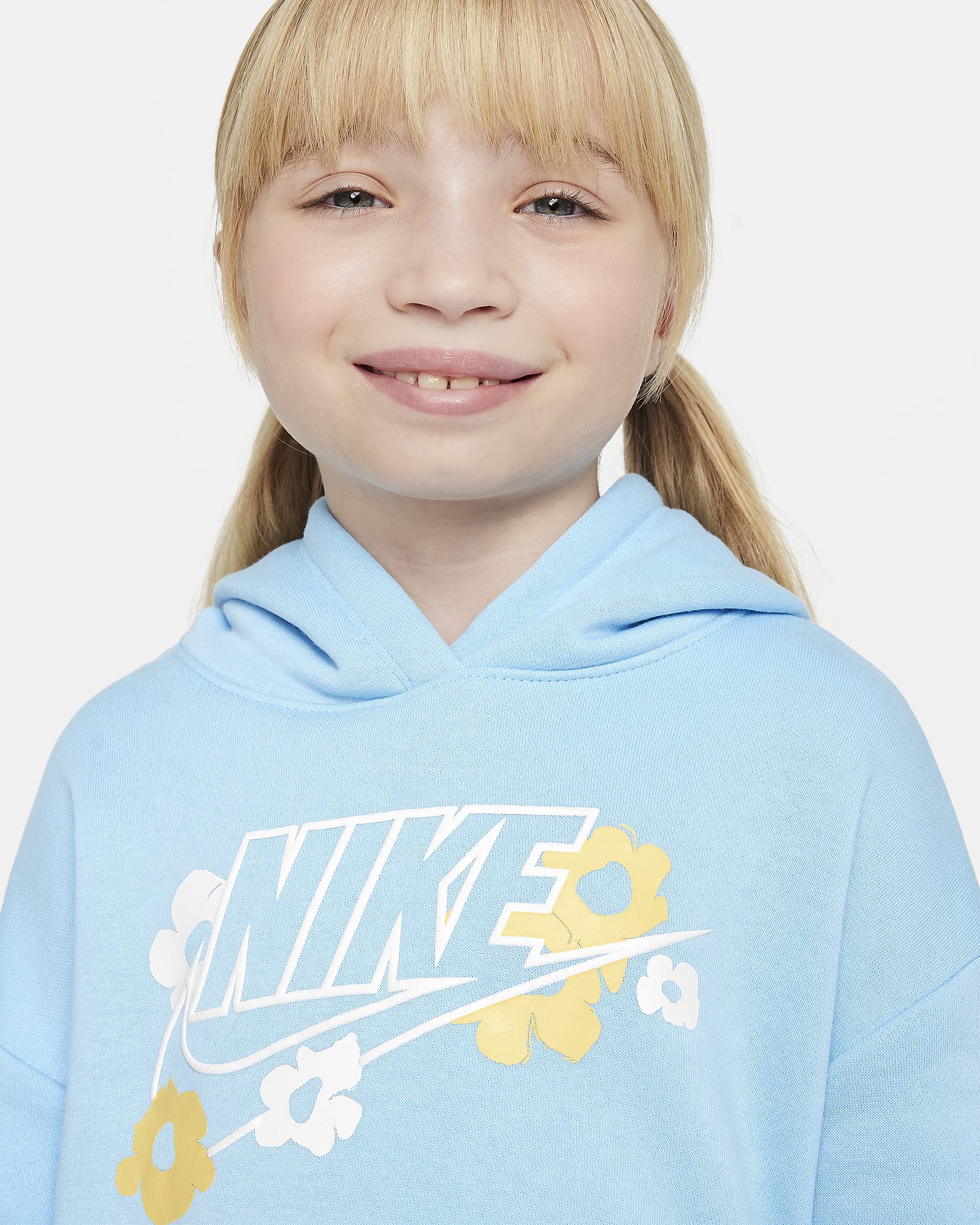 Nike Floral Fleece Little Kids' Graphic Hoodie - Aquarius Blue