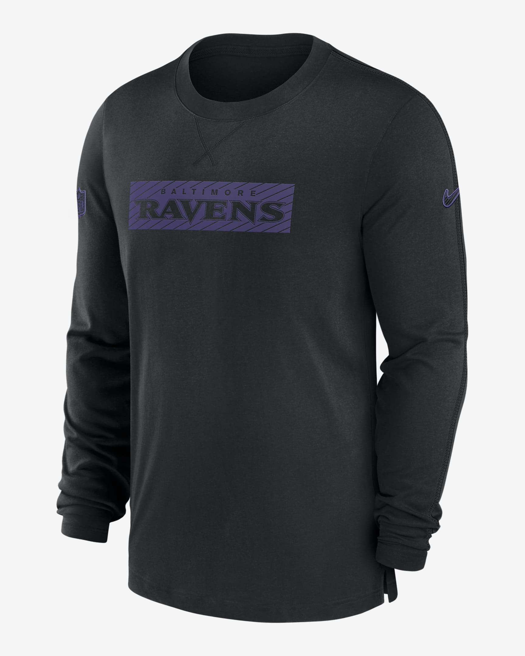 Baltimore Ravens Sideline Player Team Issue Men’s Nike Dri-FIT Long-Sleeve Top - Black
