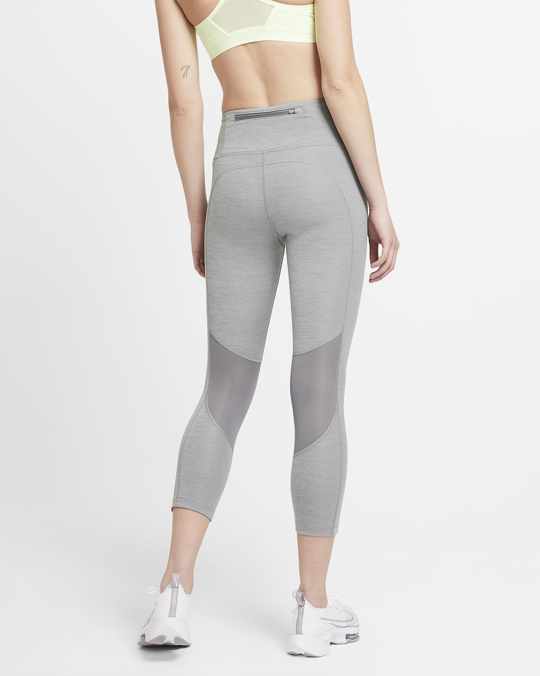 Nike Fast Women's Mid-Rise Crop Running Leggings - Smoke Grey/Heather