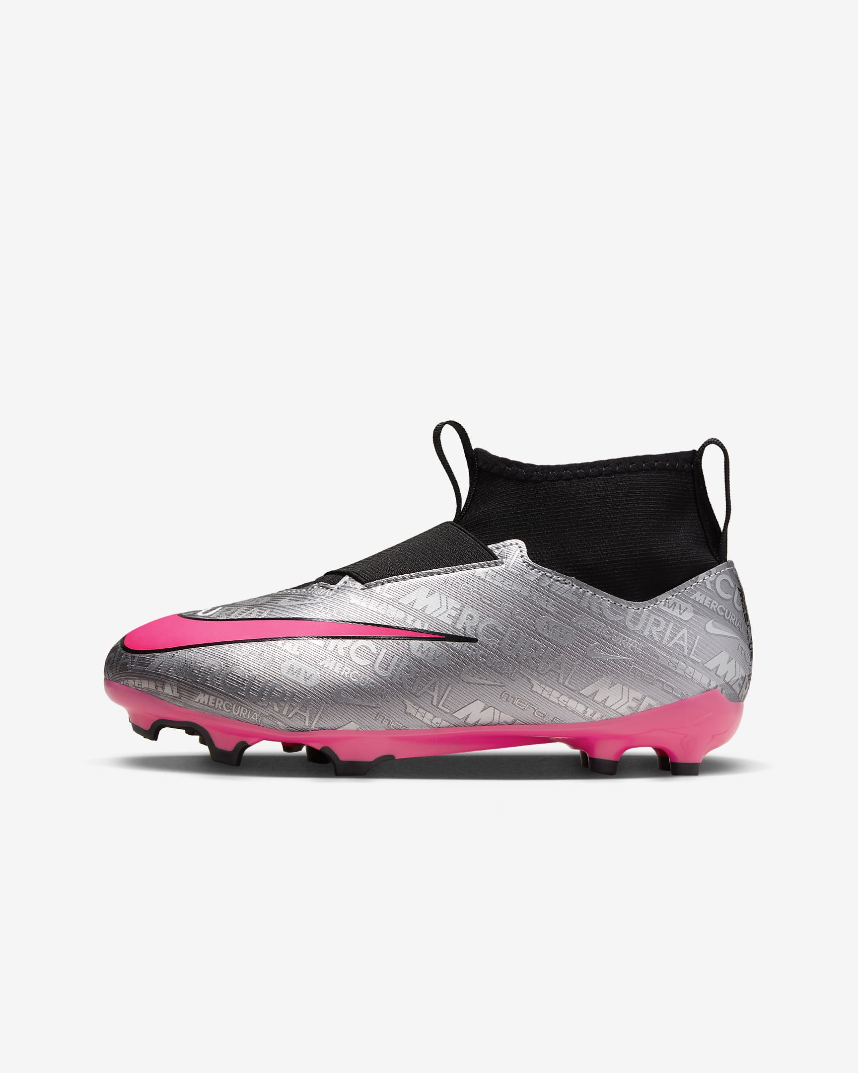 Nike Jr. Zoom Mercurial Superfly 9 Academy XXV MG Younger/Older Kids' Multi-Ground Football Boot - Metallic Silver/Black/Volt/Hyper Pink