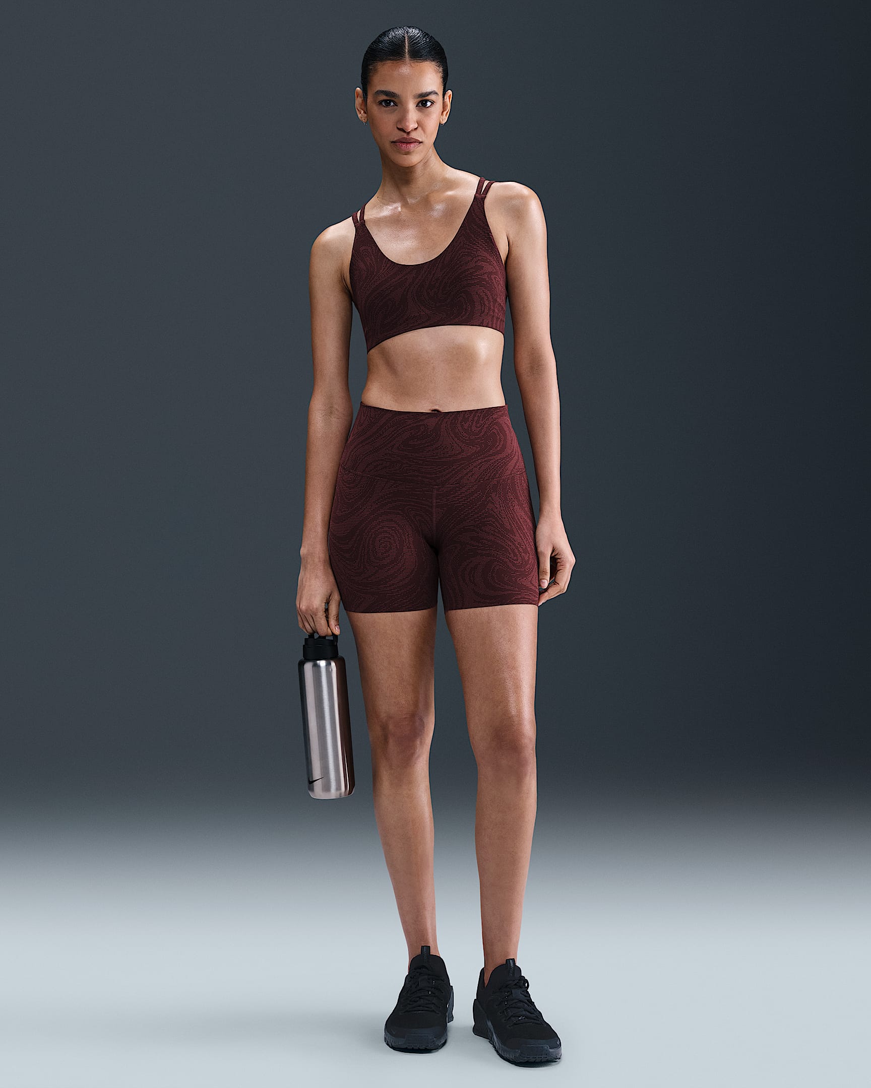 Cycliste taille haute imprimé Nike Zenvy 13 cm pour femme - Burgundy Crush/Dark Team Red/Blanc