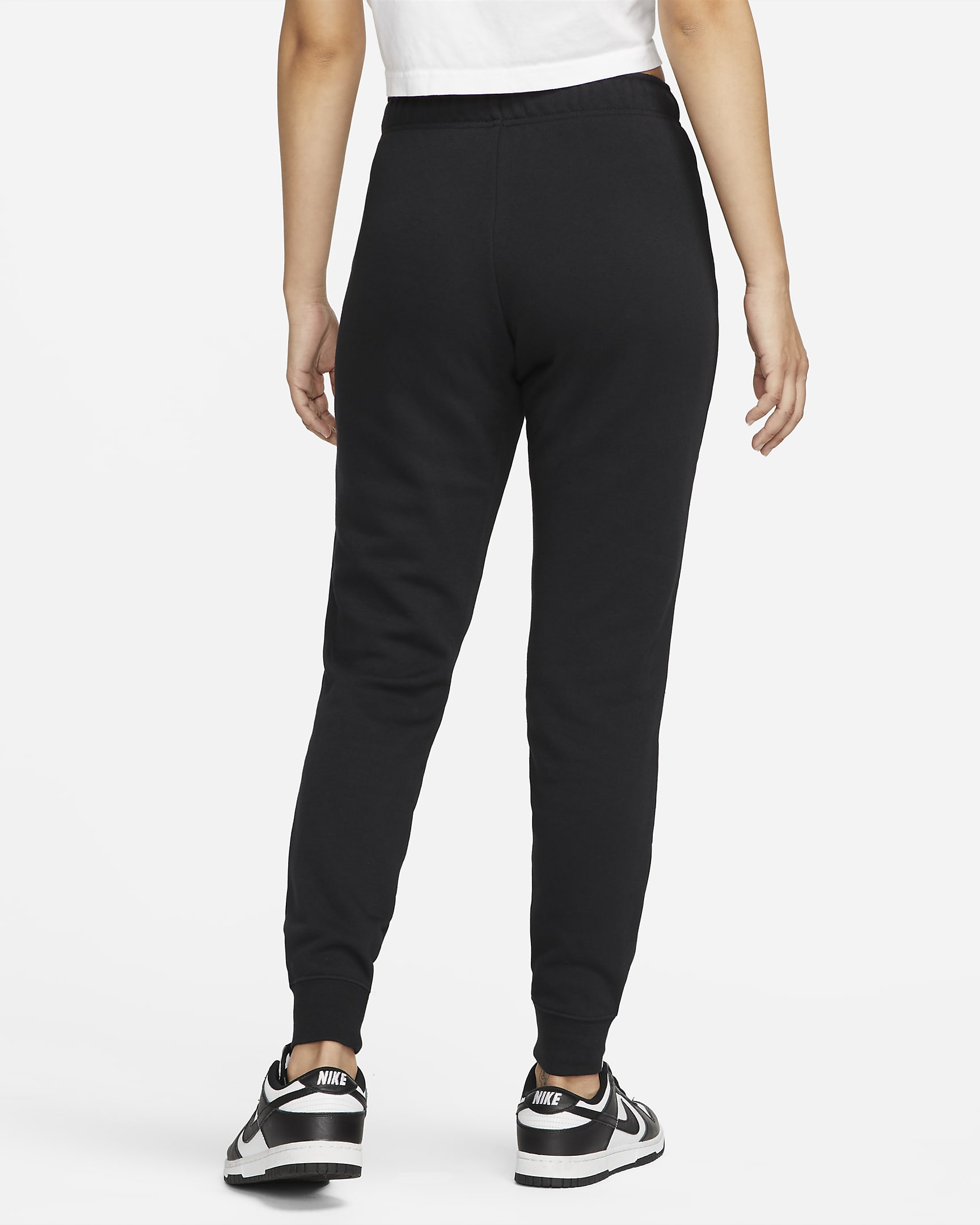 Joggers slim de tiro medio para mujer Nike Sportswear Club Fleece - Negro/Blanco