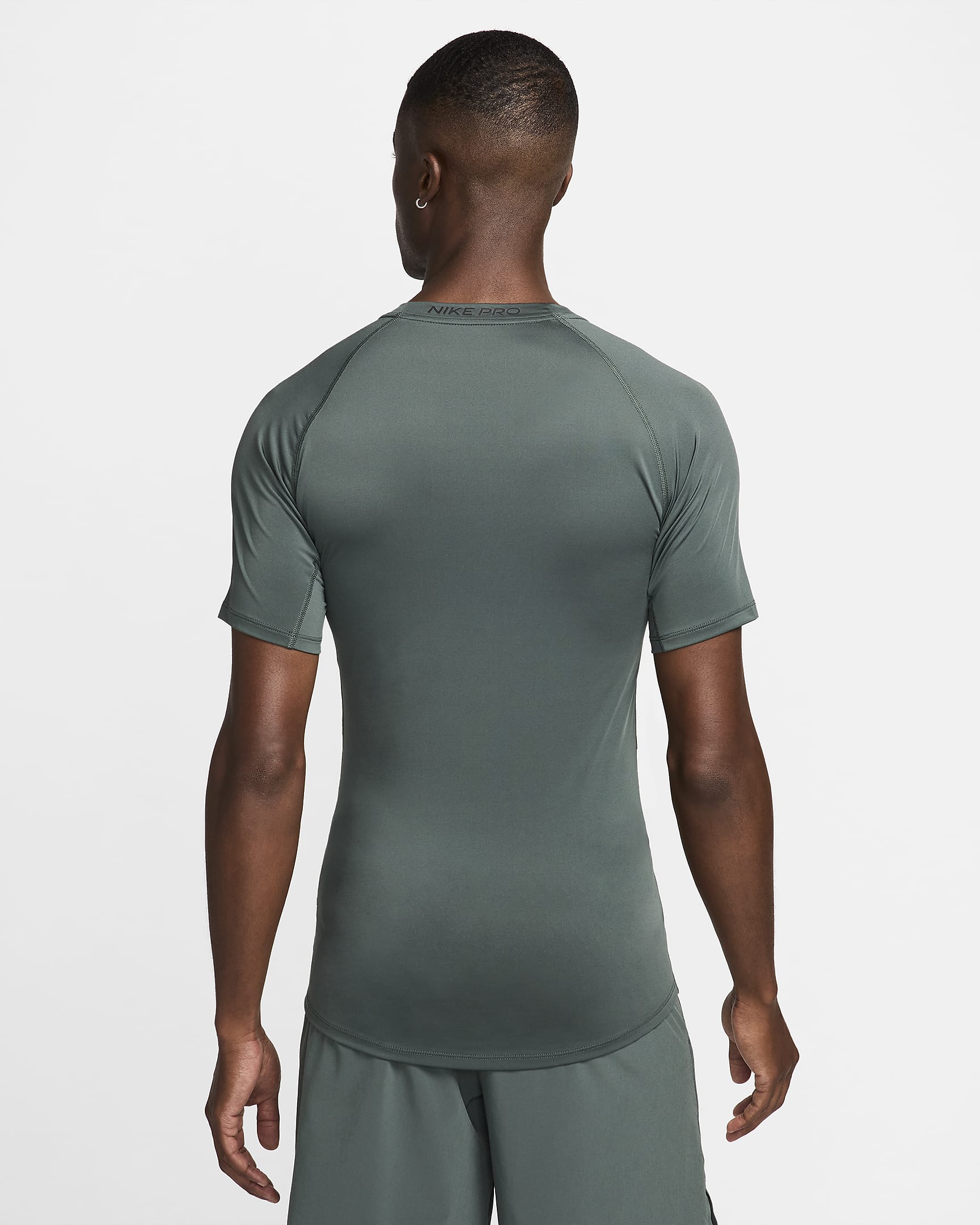 Nike Pro Men's Dri-FIT Tight Short-Sleeve Fitness Top - Vintage Green/Black