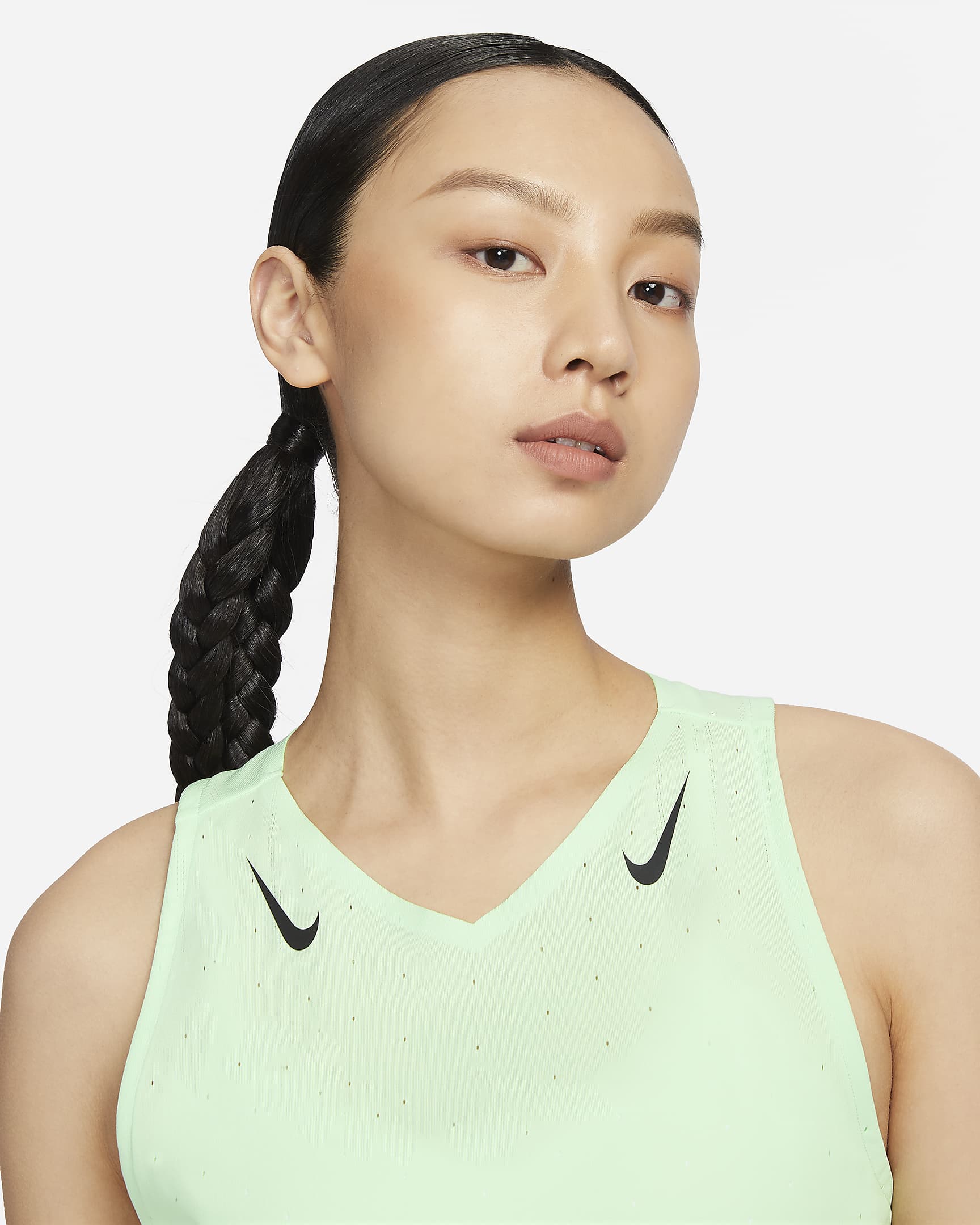 เสื้อกล้ามวิ่งผู้หญิง Dri-FIT ADV Nike AeroSwift - Vapor Green/ดำ