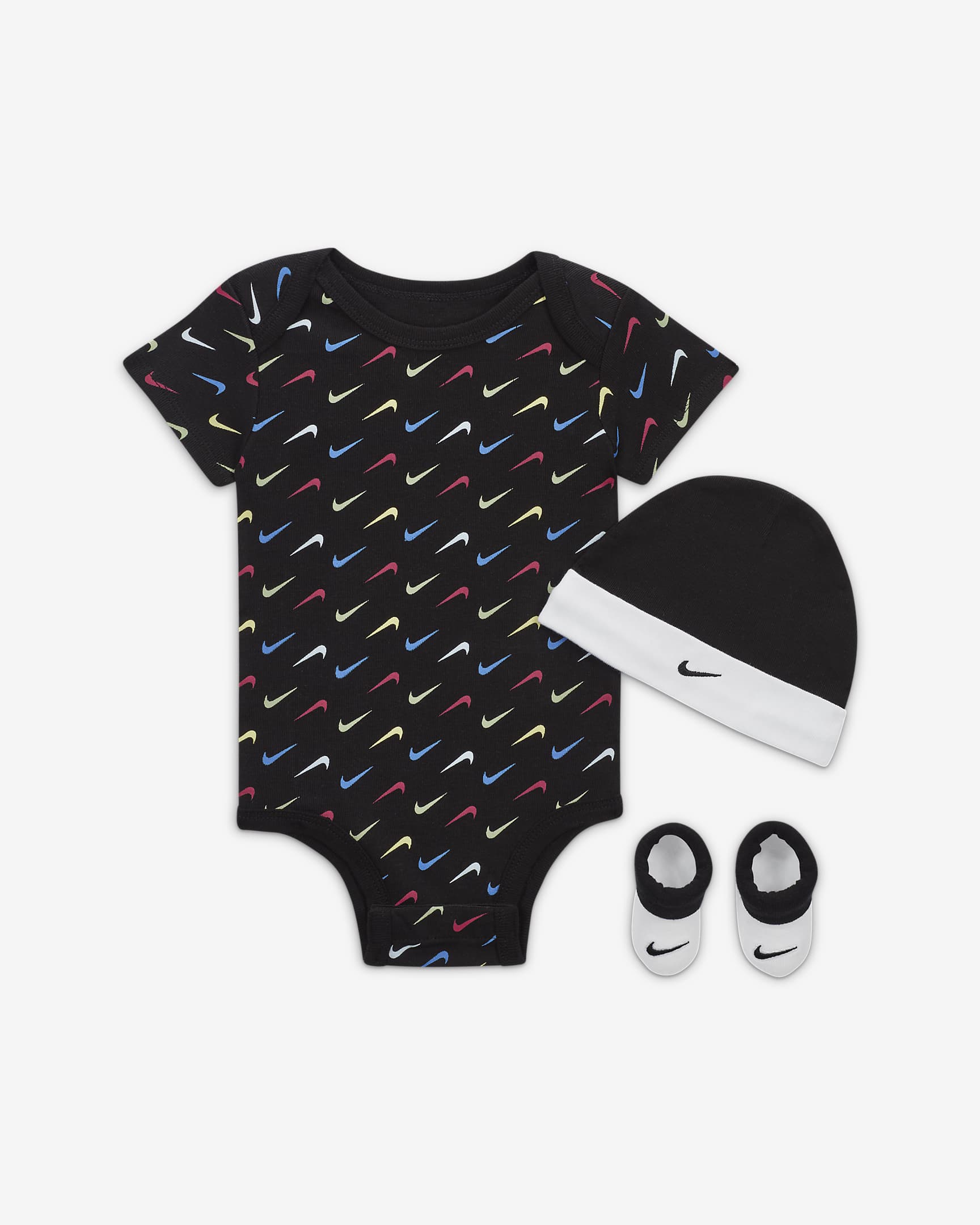 Trzyczęściowy zestaw z body dla niemowląt Jordan Baby 3-Piece Swoosh Boxed Set - Czerń