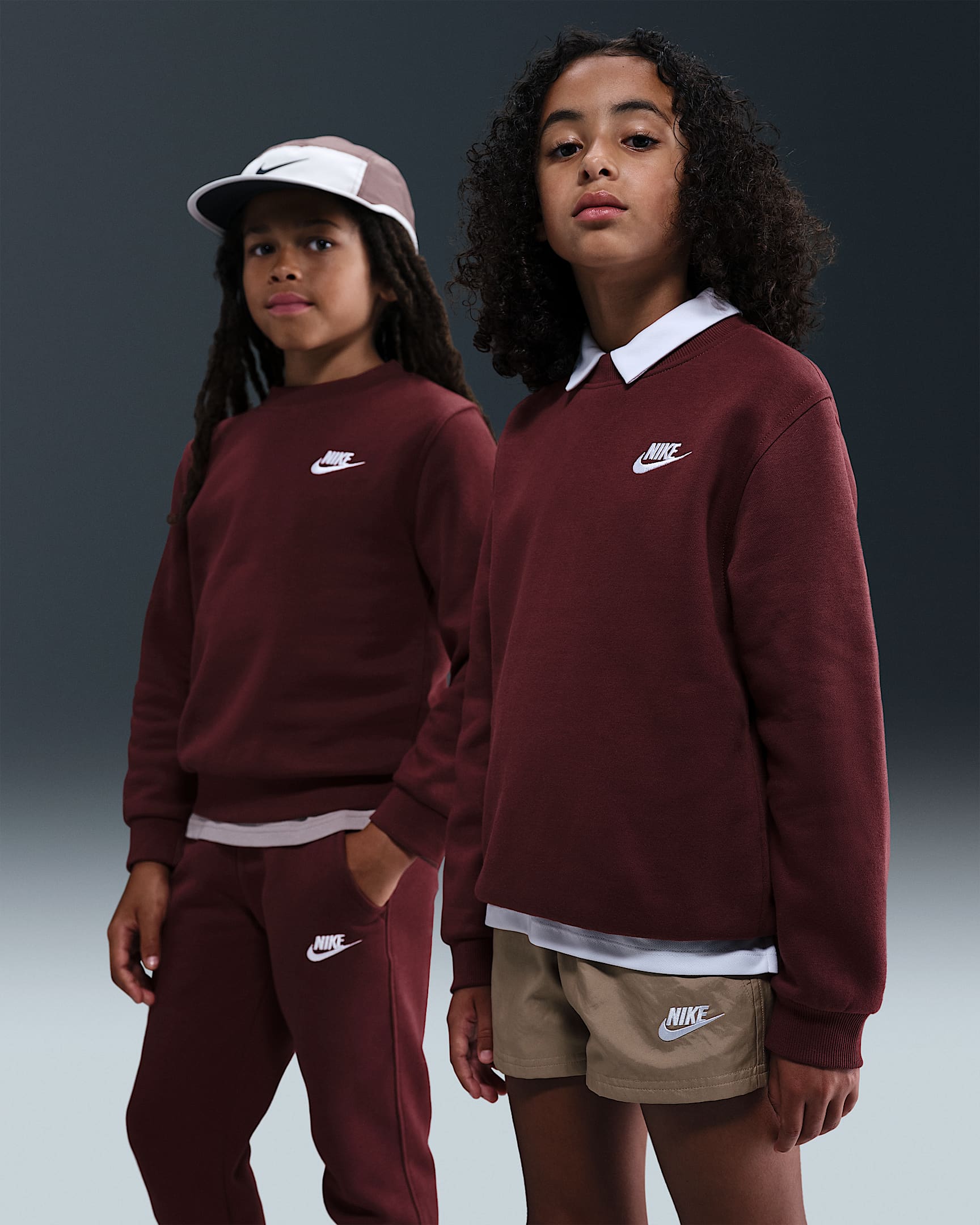 Nike Sportswear Club Fleece Big Kids' Sweatshirt - Dark Team Red/White