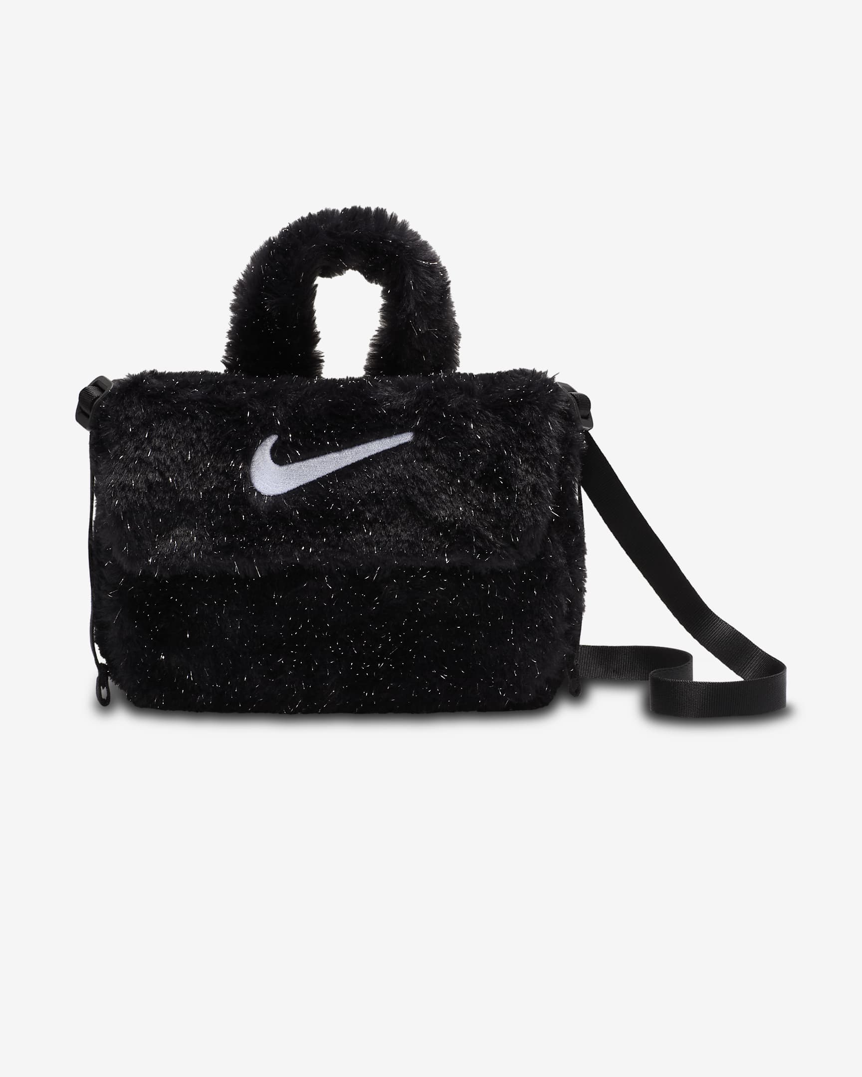 Nike Older Kids' Faux Fur Cross-Body Bag (1L) - Black/Cool Grey/White