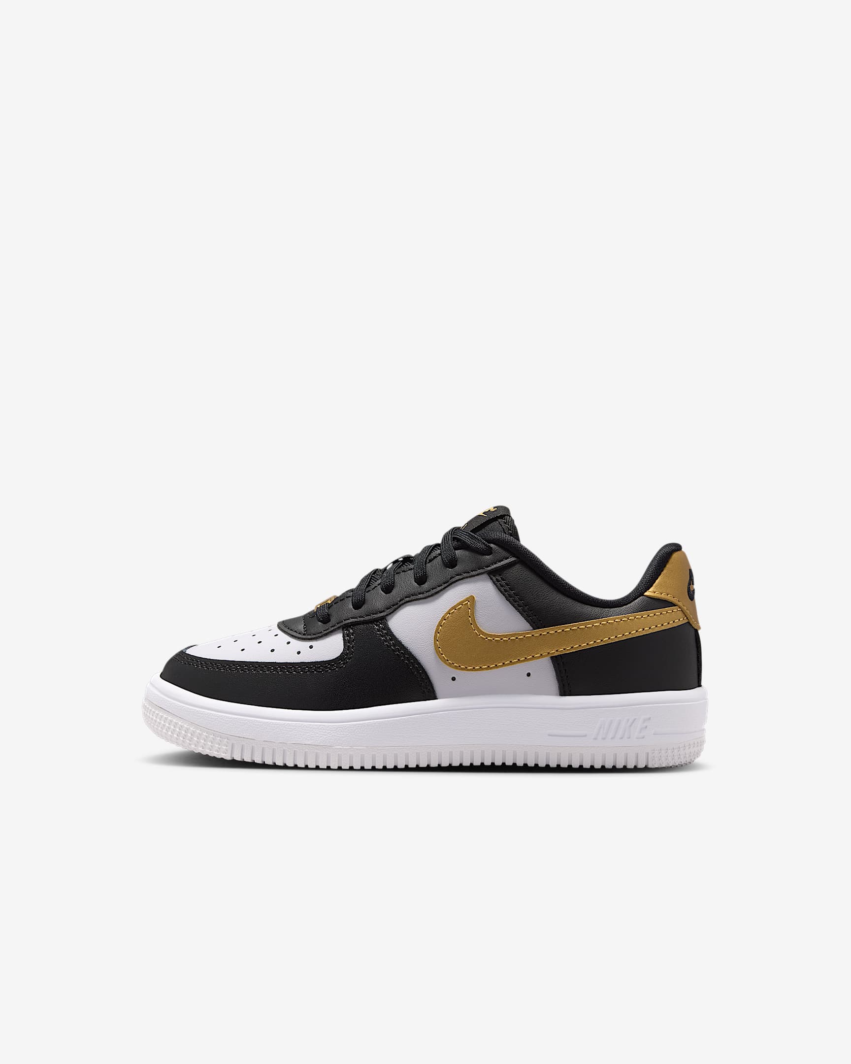 Sko Nike Force 1 Low för barn - Svart/Svart/Vit/Metallic Gold