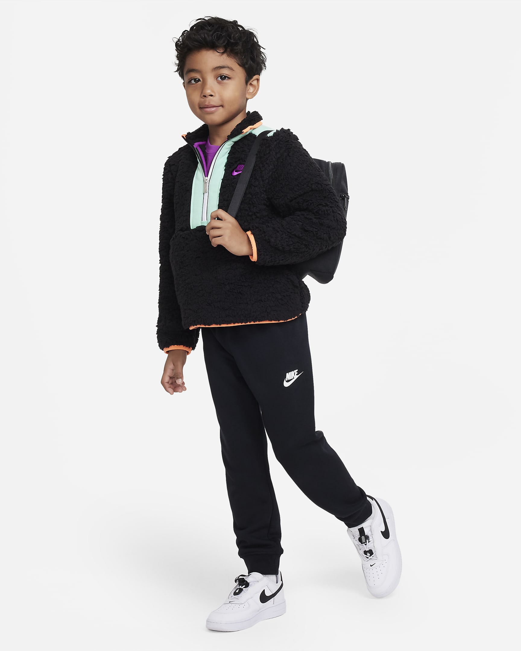 Nike Sportswear Illuminate Sherpa Half-Zip Jacket Little Kids' Jacket ...