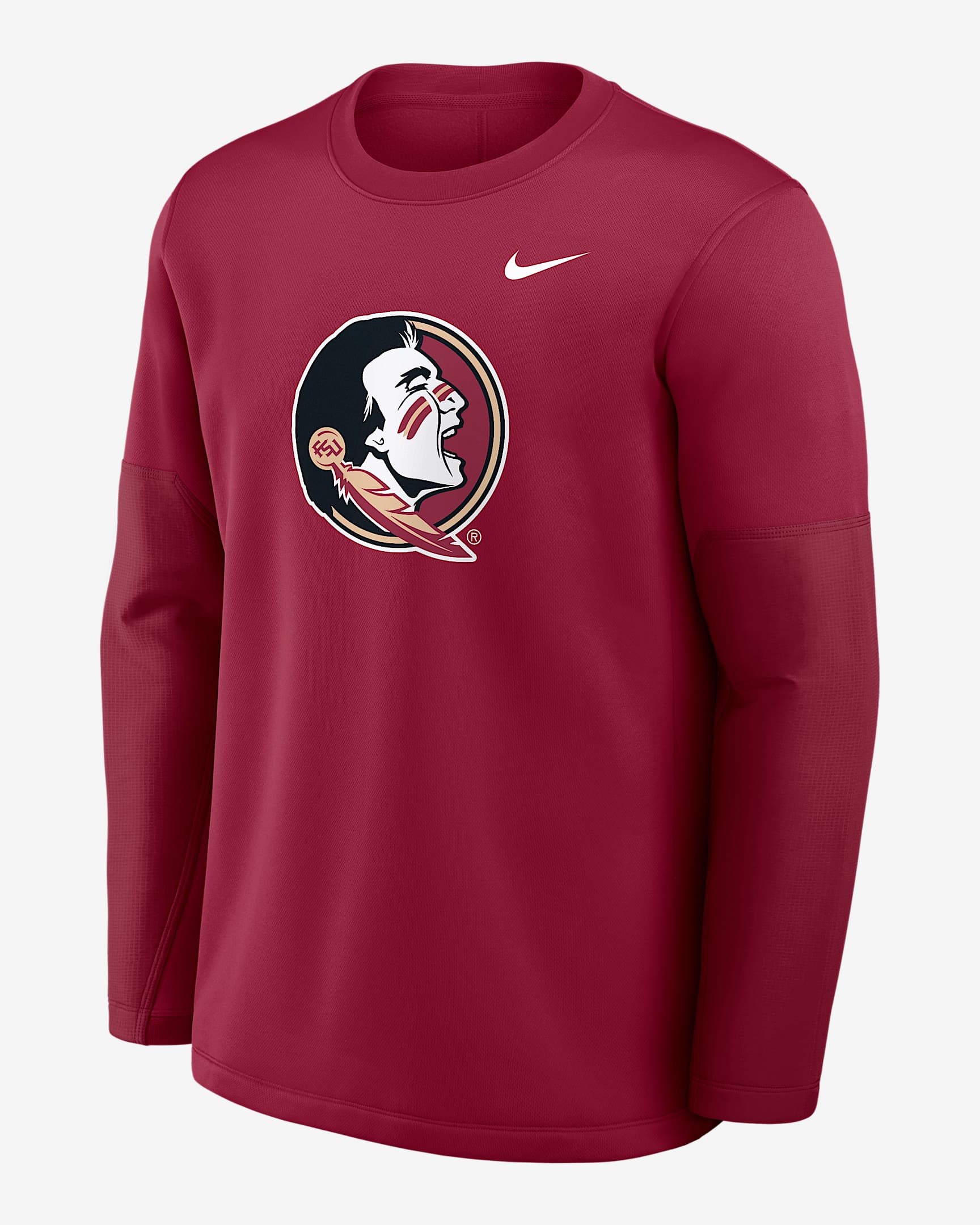 Playera de manga larga universitaria Nike Therma-FIT para hombre Florida State Sideline Coach - Granate
