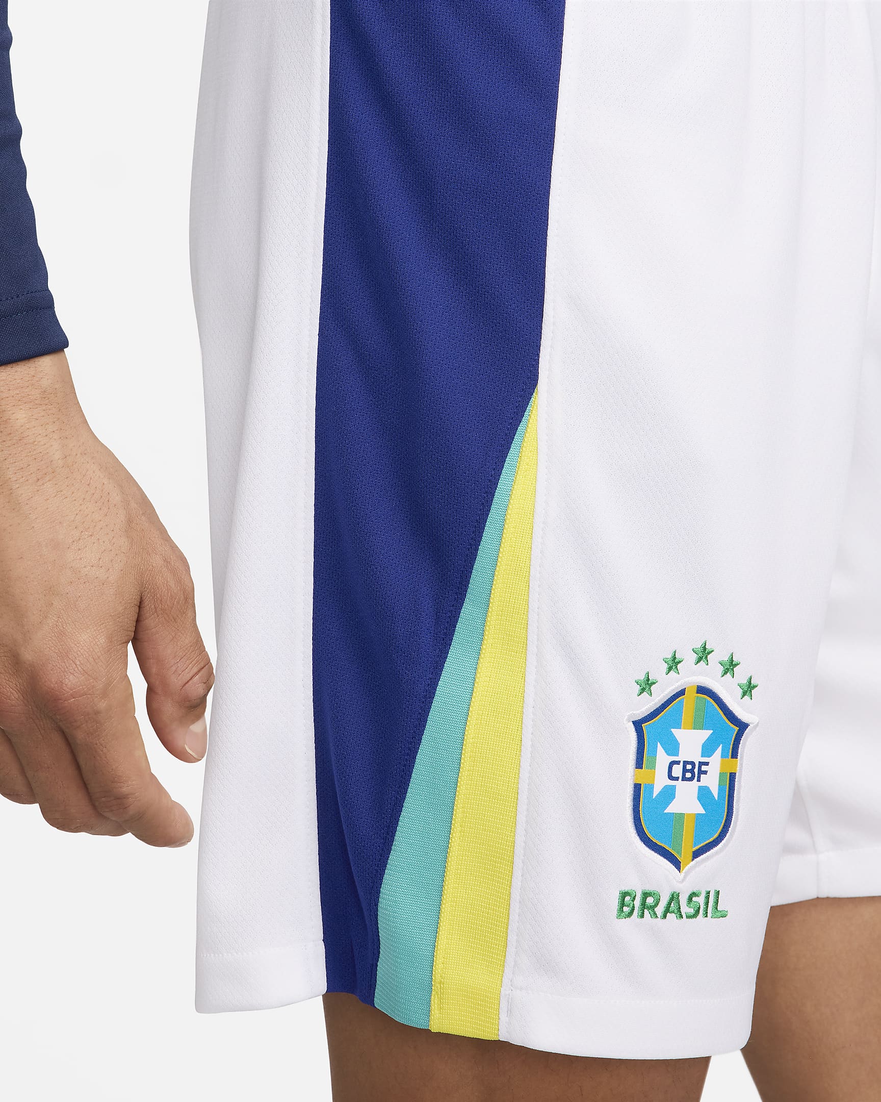 กางเกงฟุตบอลขาสั้น Replica ผู้ชาย Nike Dri-FIT Brazil 2024 Stadium Away - ขาว/Light Retro