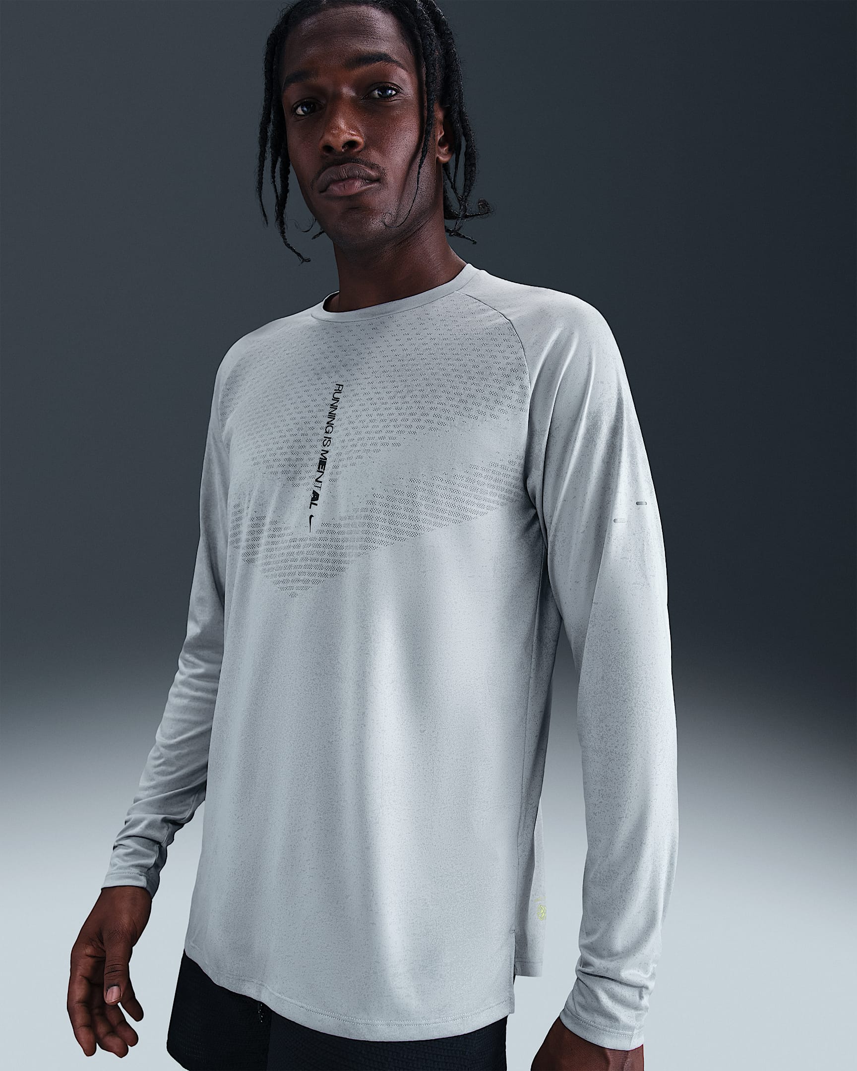 Nike Stride Men's Dri-FIT ADV Long-Sleeve Running Top with Reflective Accents - Light Smoke Grey