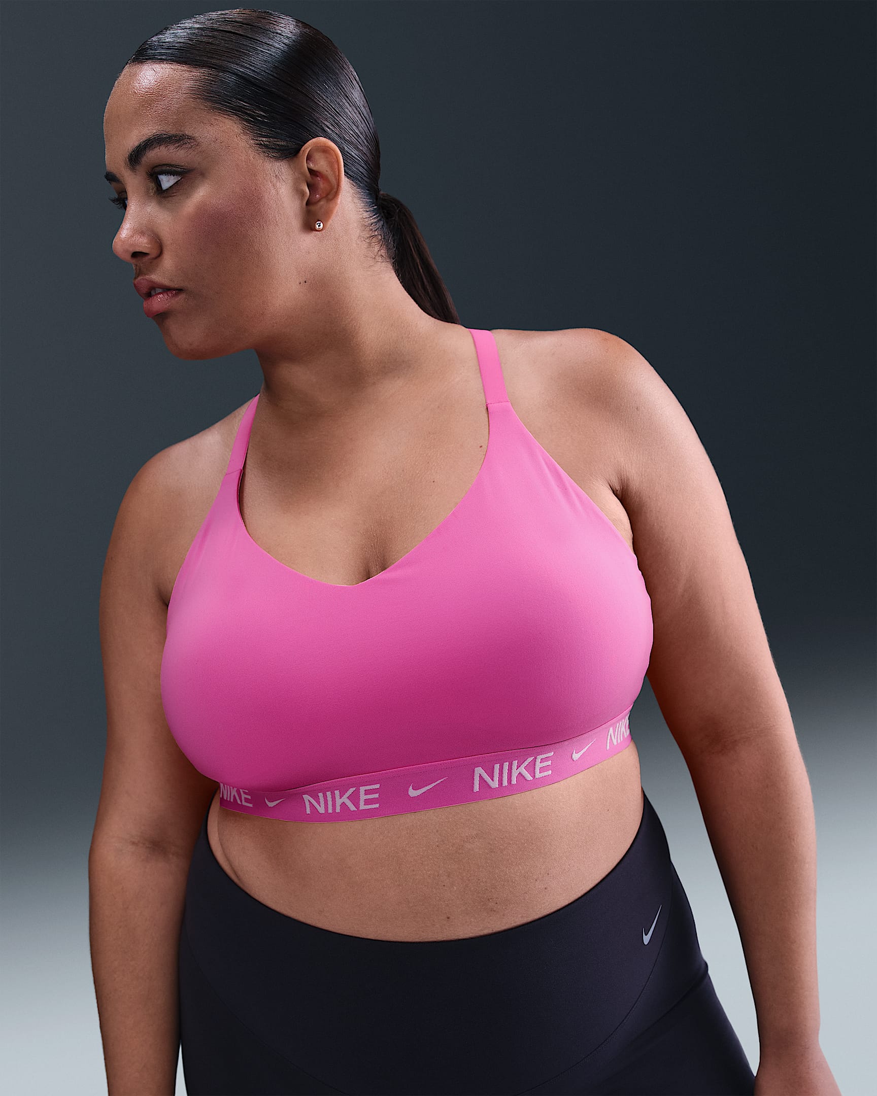 Nike Indy Light Support Women's Padded Adjustable Sports Bra (Plus Size) - Playful Pink