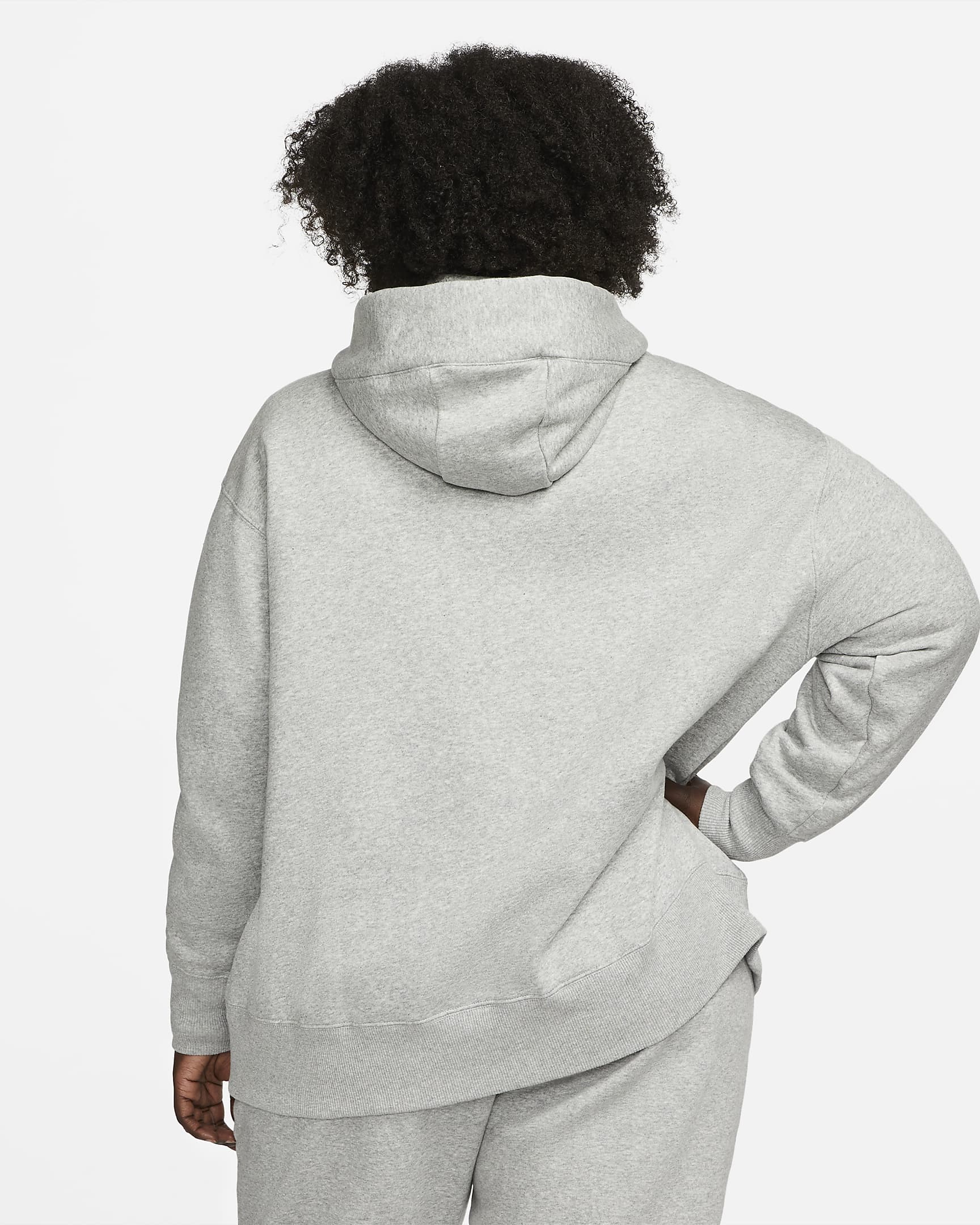 Huvtröja med hel dragkedja i oversize-modell Nike Sportswear Phoenix Fleece för kvinnor (Plus Size) - Dark Grey Heather/Sail