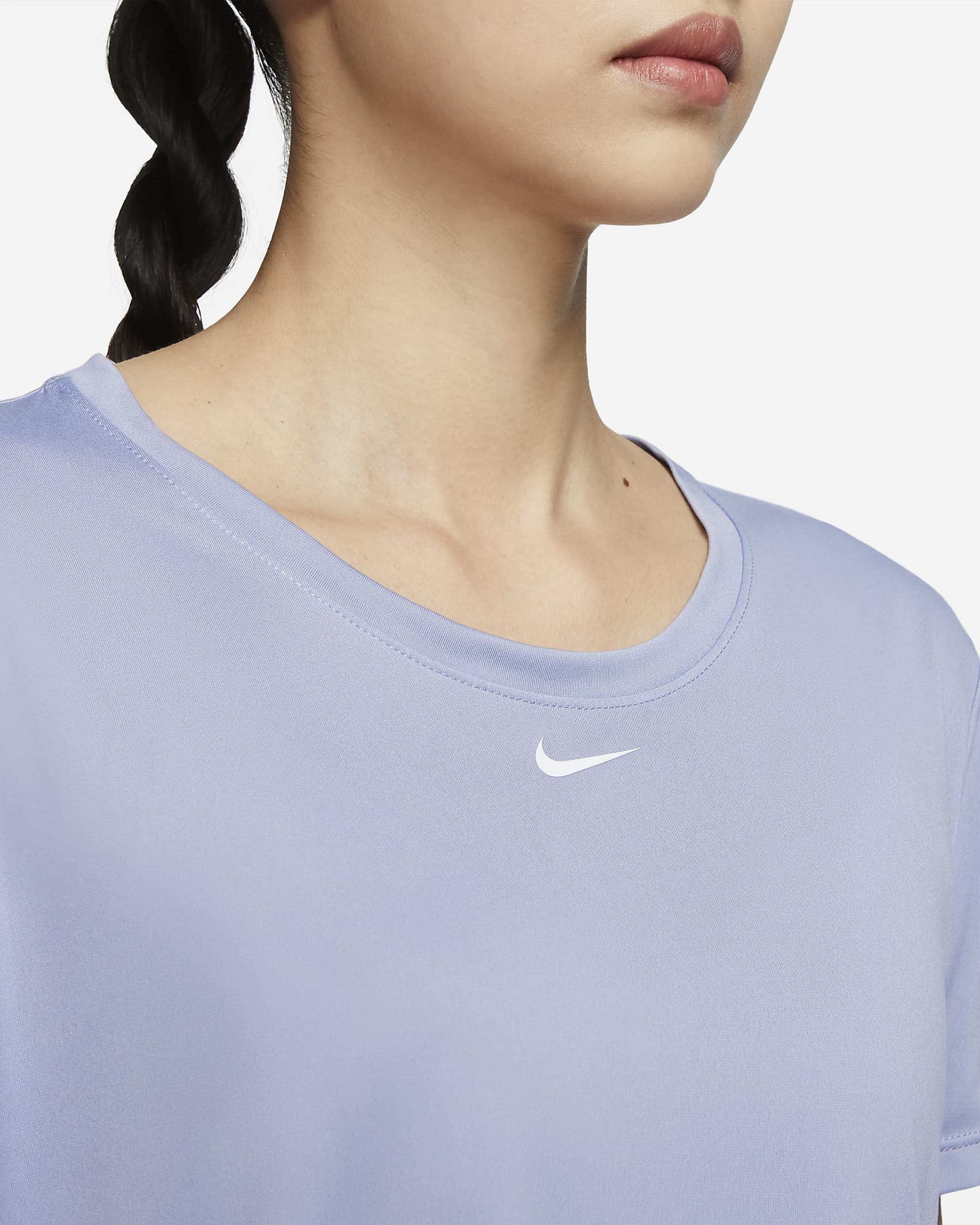 Nike Dri-FIT One Women's Standard-Fit Short-Sleeve Top - Indigo Haze/White